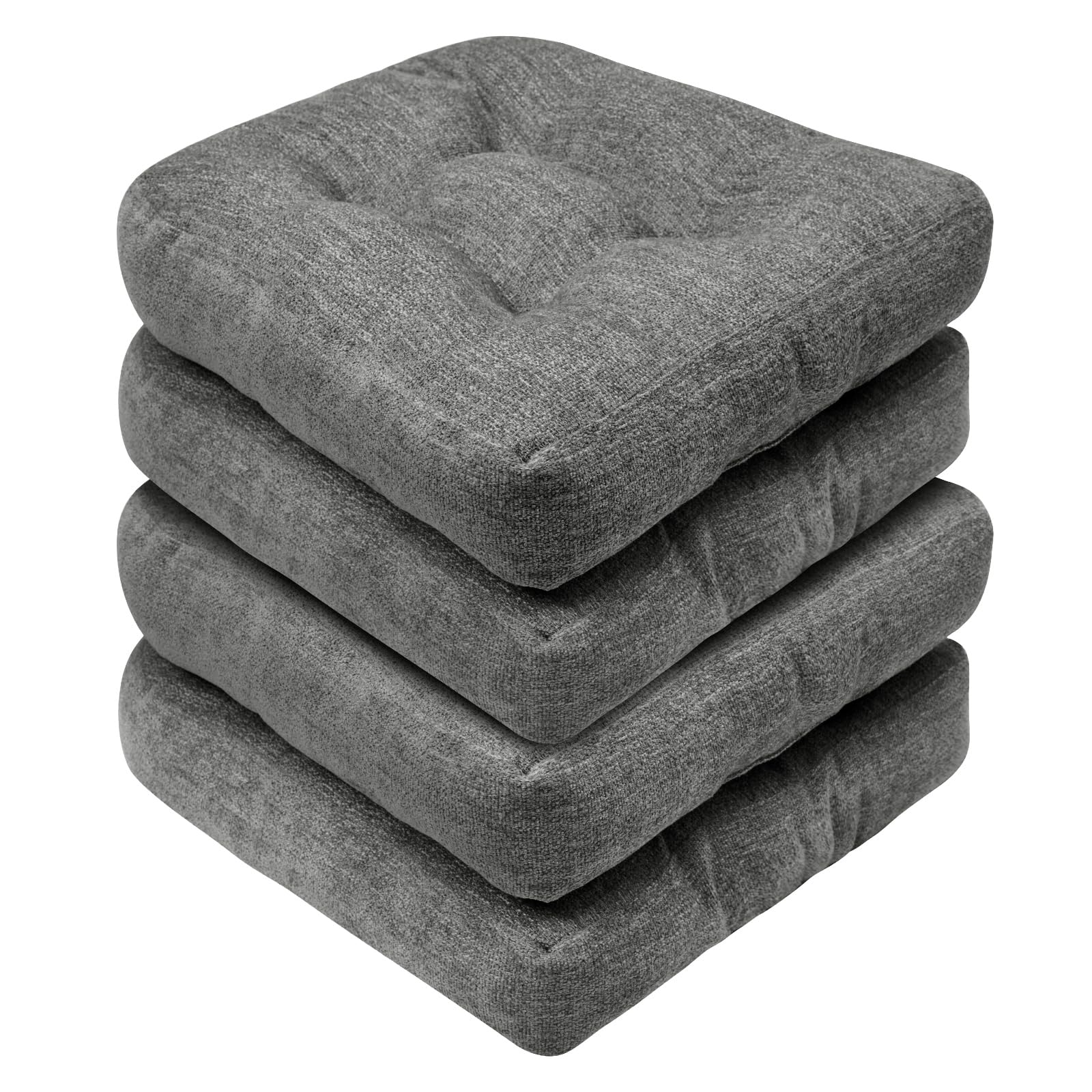 Photo 1 of Basic Beyond Chair Cushions for Dining Chairs, Non-Slip Chair Pads, Thick Seat Cushions for Dining Room Chairs, Kitchen Chair Cushions Set of 4, 17" x 17" x 4", Dark Grey