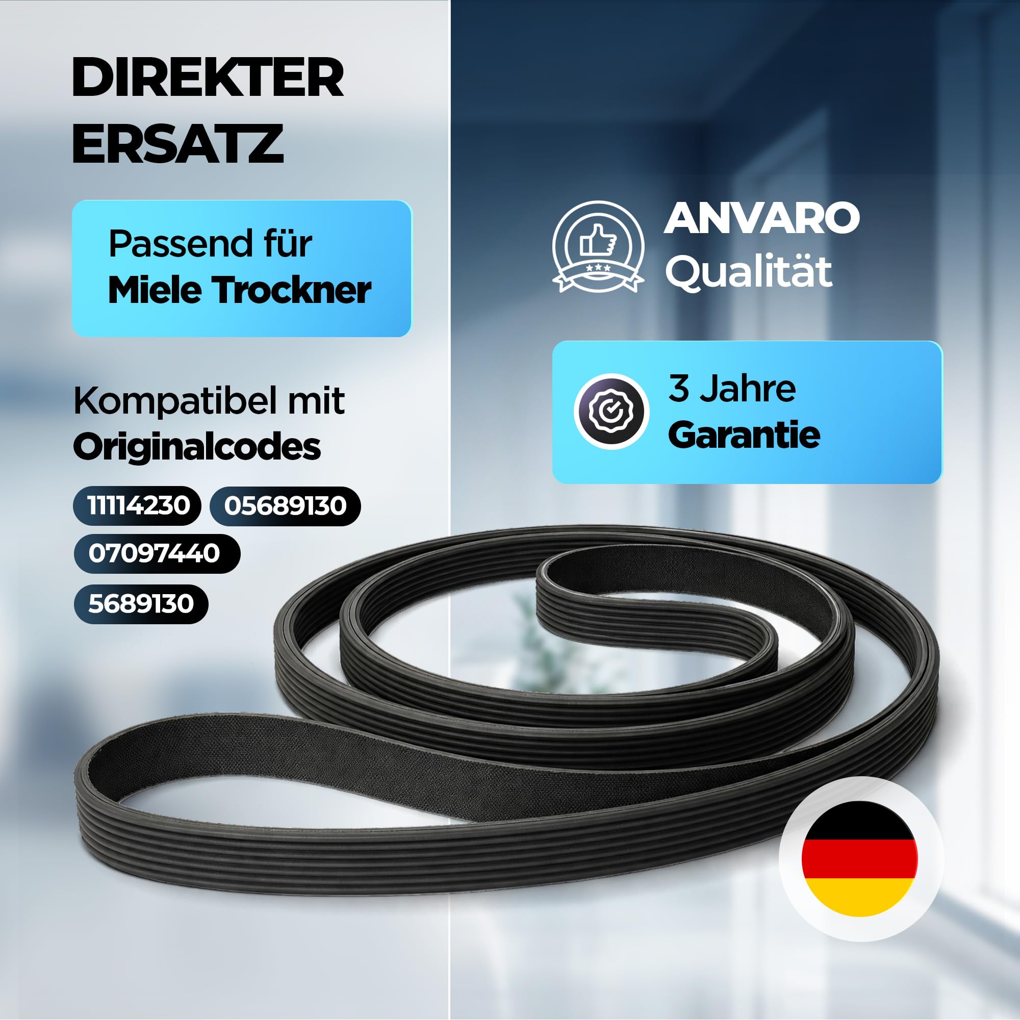 Keilrippenriemen für Trockner OPTIBELT 1880 PJ5 mit Originalcode 5689130 05689130 11114230 07097440 für Miele | MADE IN GERMANY | 3 Jahre Garantie
