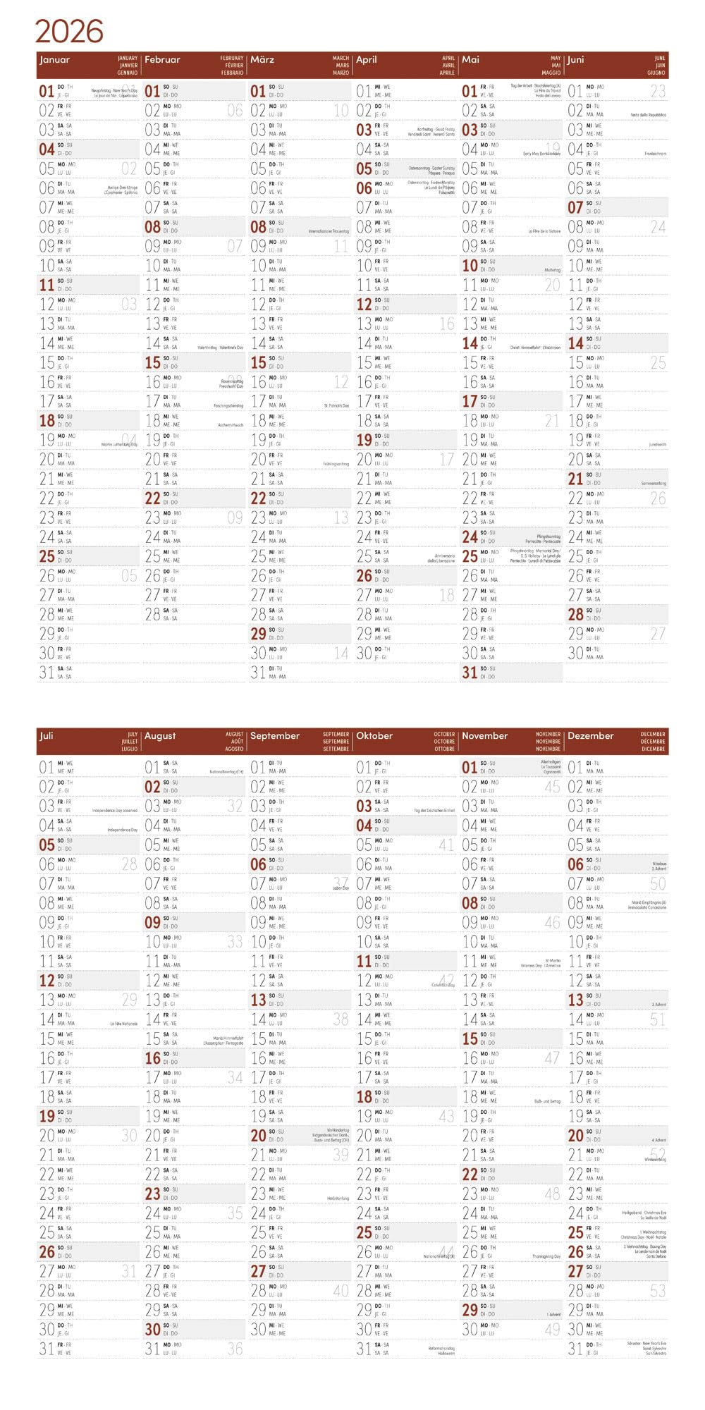Pferde Broschürenkalender 2026 - 30x30 - Art12: Bildstarker Tier-Kalender im schlanken Hochformat (aufgeklappt 30x60 cm) | mit Eintrage-Kalendarium