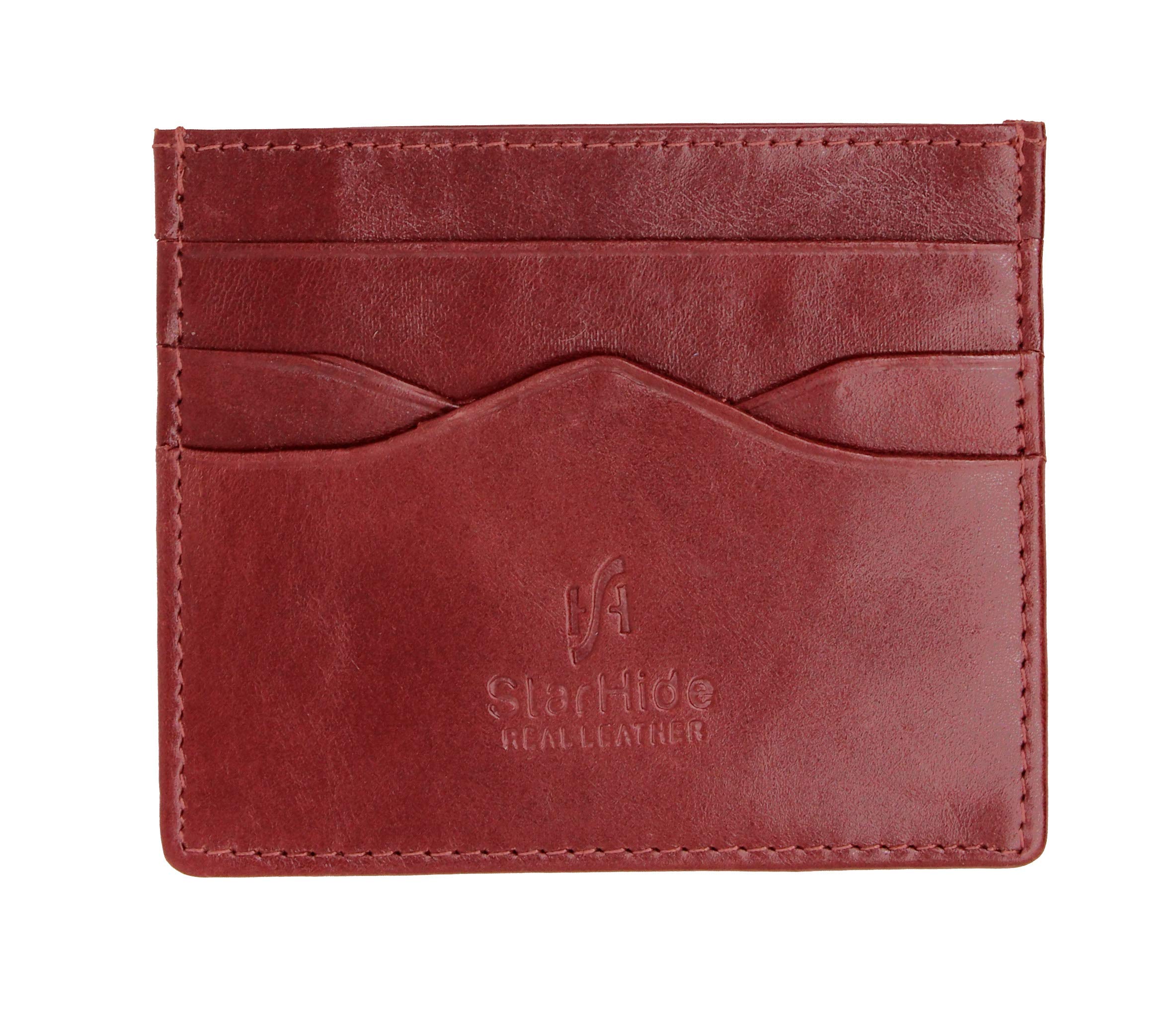 STARHIDE Mens Slimline Brown Genuine Leather Credit Card Note Pocket Mini #1215
