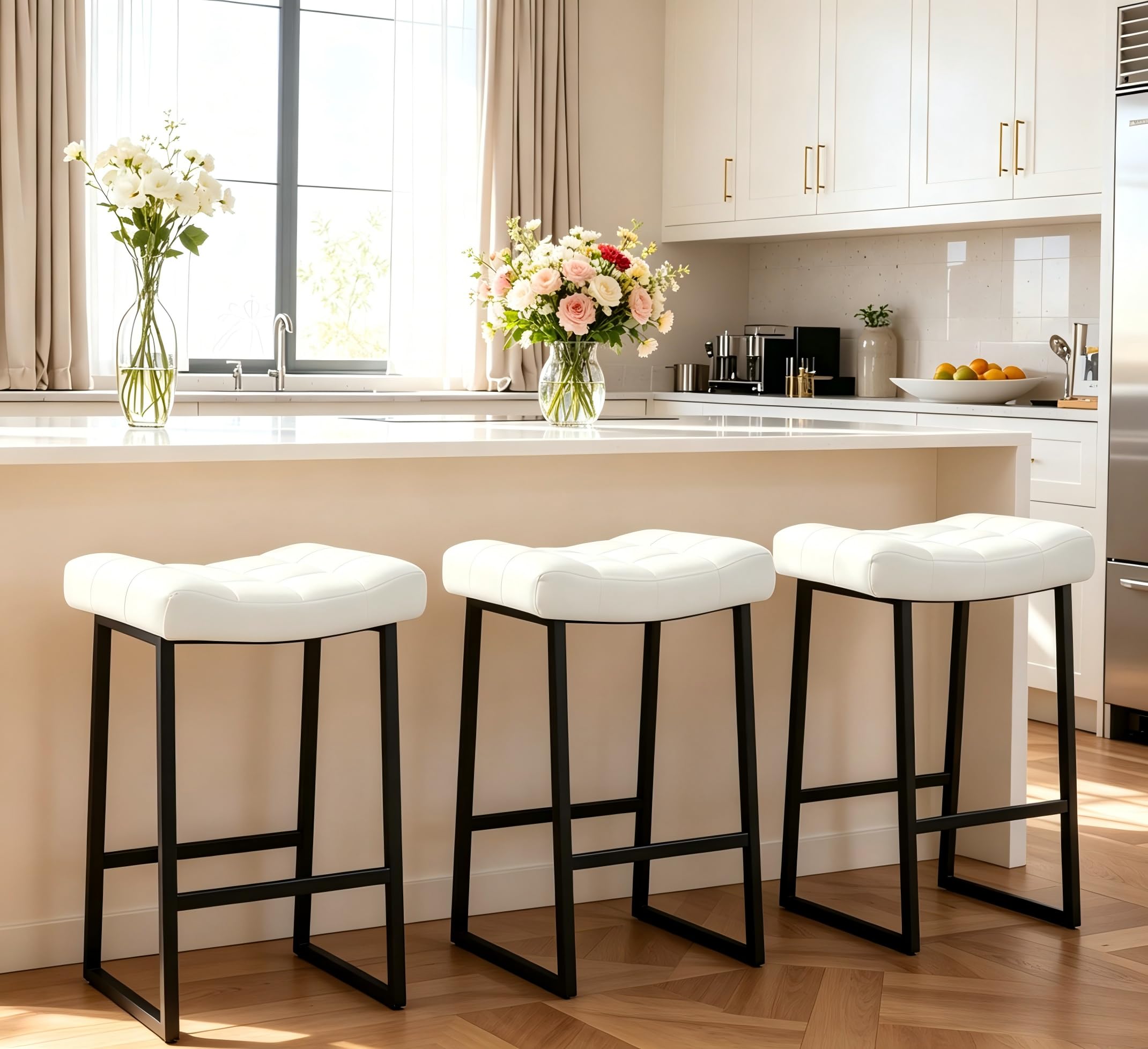 RNKSFX Black and White Modern Bar Stools Set of 3