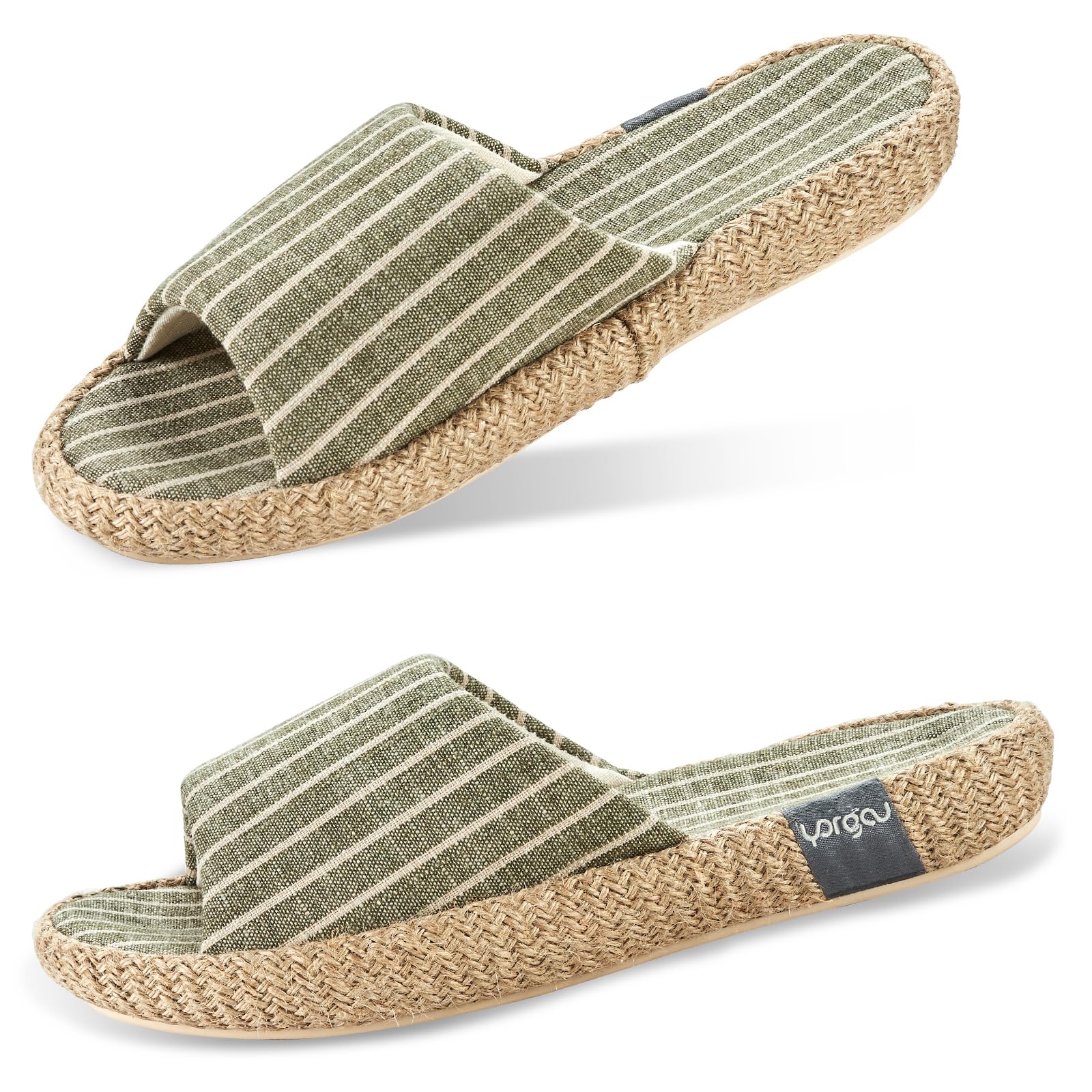 YARSOUSummer House Slippers for Women Open Toe Women's Slippers Cotton and Linen Slippers Breathable Indoor TPR Outsole