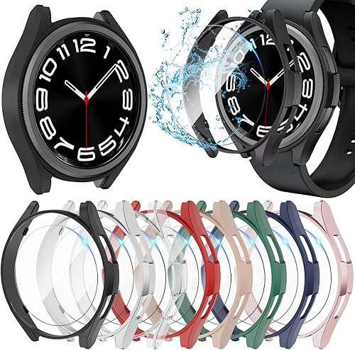 Wugongyan Paquete de 8+4 Compatible con Samsung Galaxy Watch 6 Classic de 1.73 pulgadas y 1.77 pulgadas, accesorios de cubierta facial, funda