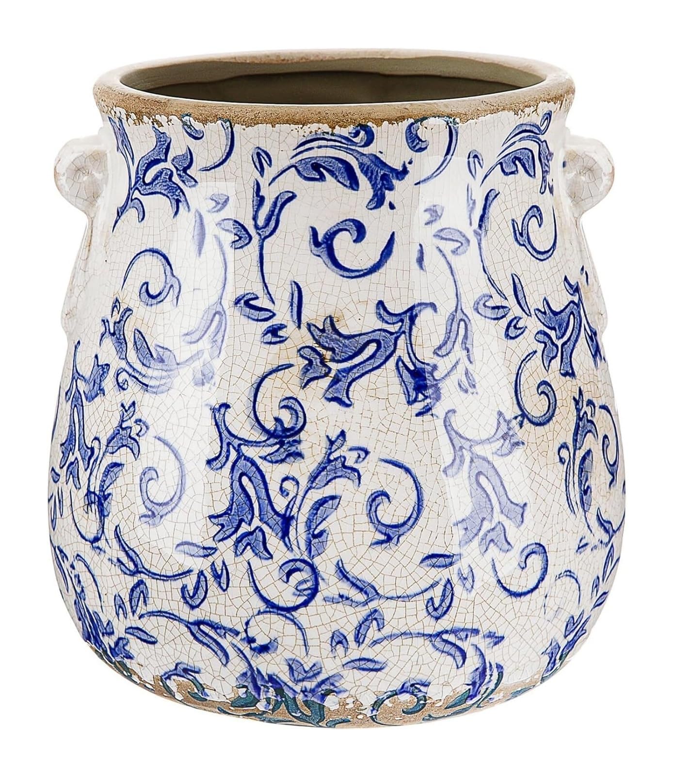 Doniczki na rośliny w stylu vintage, doniczka na rośliny z otworem drenażowym, ceramiczne kwiaty do pękania lodu, prezent dla miłośników roślin (szare)