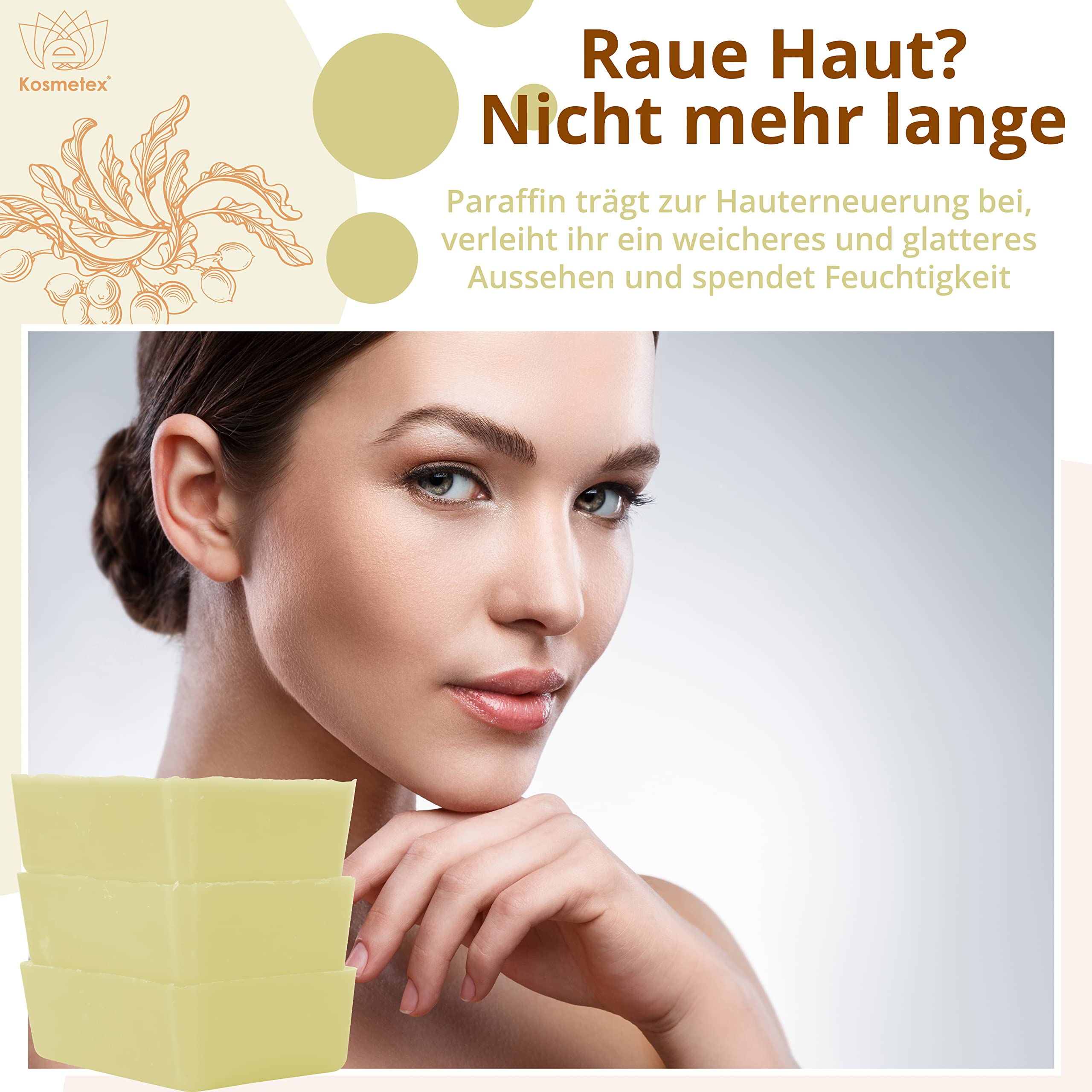 Kosmetex Wellness-Paraffinbad Karite Sheabutter – Paraffin-Entspannungsbad für Hände und Füße – Paraffinwachs – Paraffin-Block für Wachserwärmer (2x 500ml)