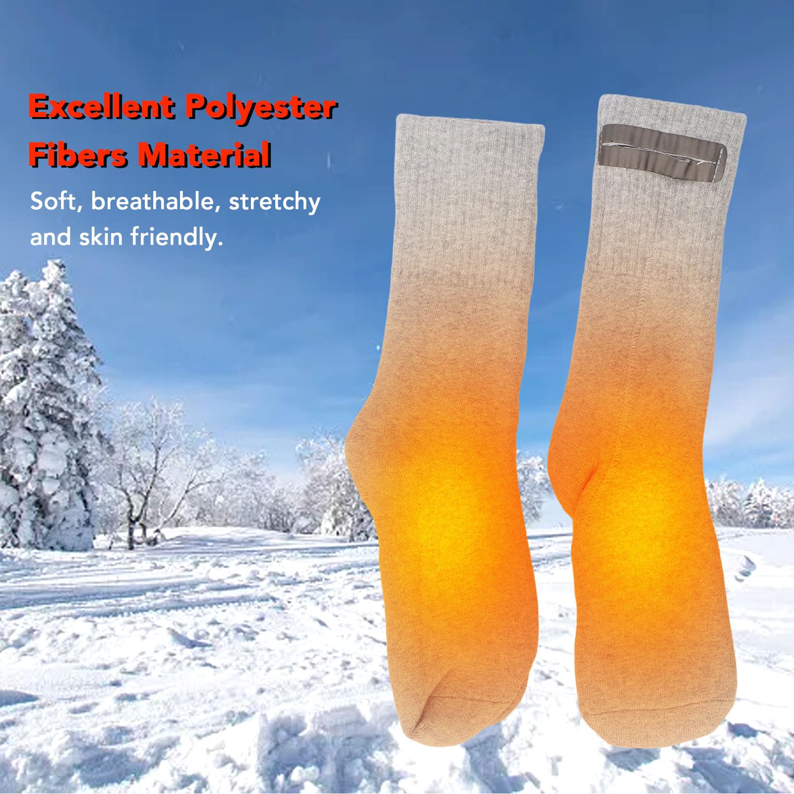 AYNEFY Heated Socks, Double Charging Power Banks Electric Heating Socks Quick Drying Capabilities and Reinforced Structure Heating Sock for Both Indoor and Outdoor Winter