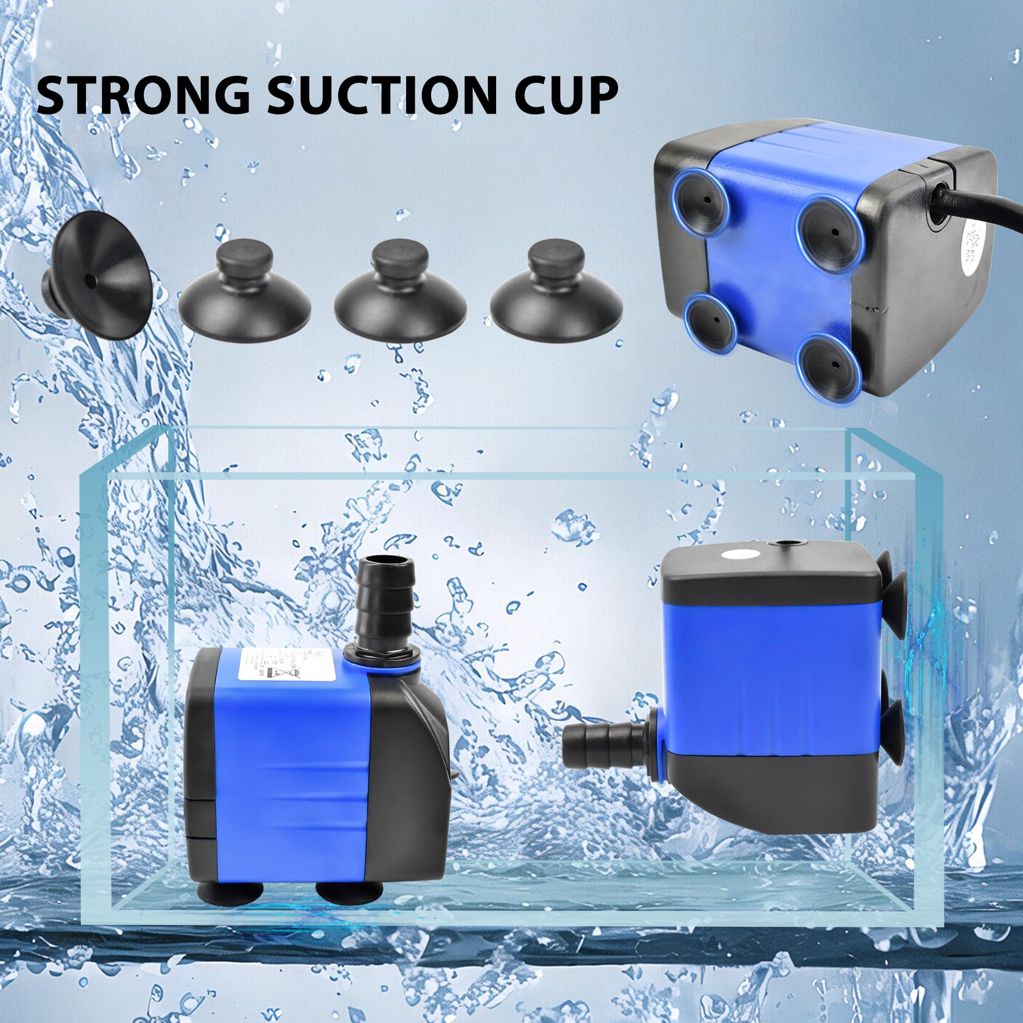 CHANCS 8W 118GPH petite pompe à eau submersible AC 220V mini-pompes de bassin pour bassins extérieurs