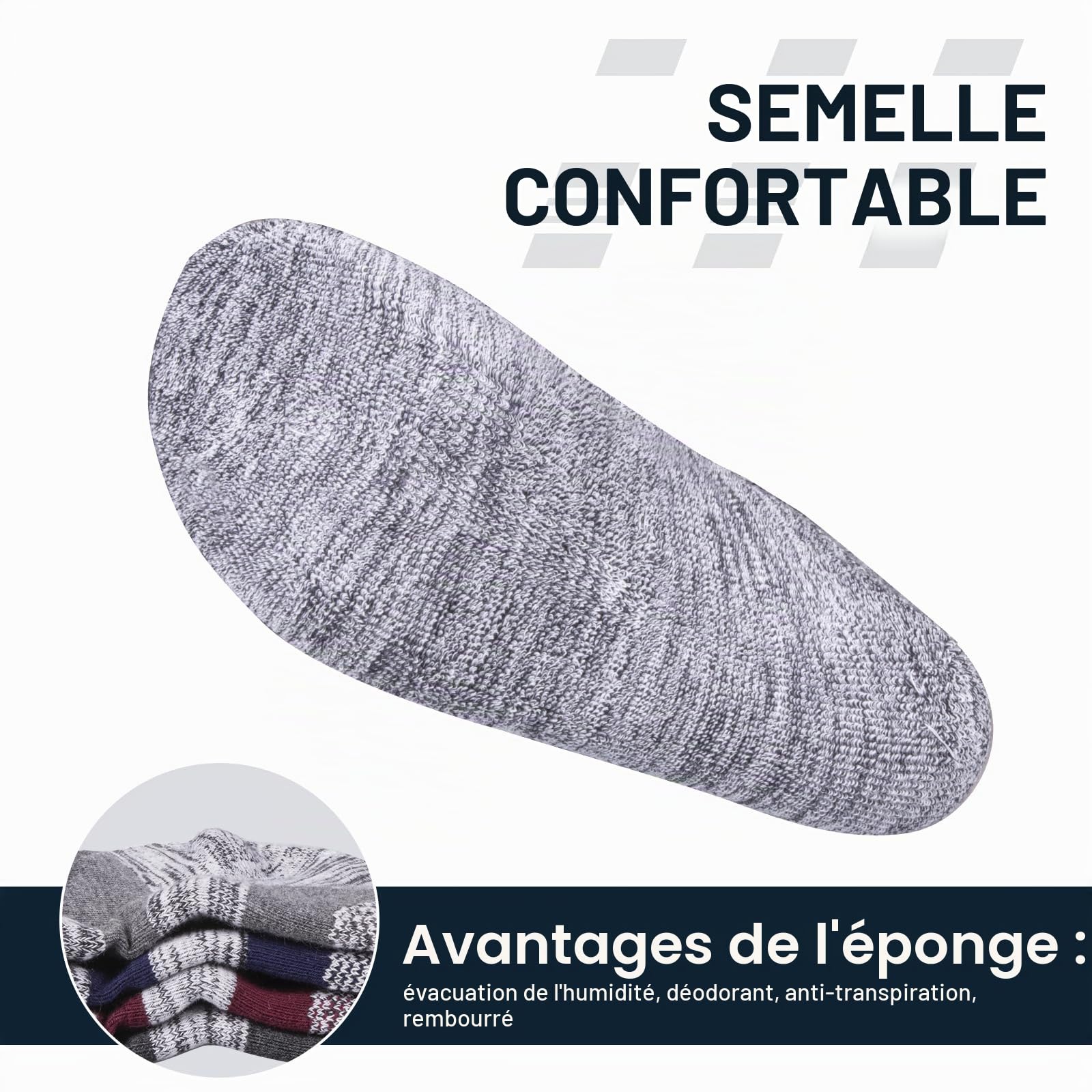 YUEDGE 5 Paires Homme Chaussettes de Sport pour Randonnée Trekking Camping Tennis, Respirantes, Haute Performance