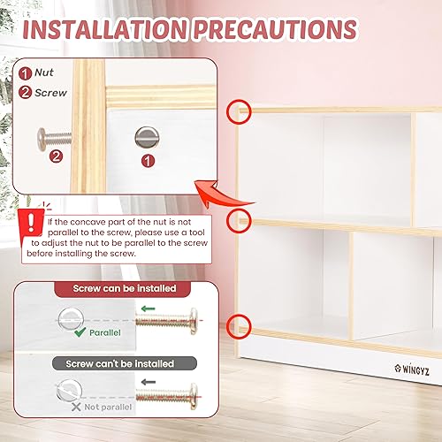 Miniatura 7 de Organizador de almacenamiento de juguetes para niños, armario de almacenamiento de madera de 5 compartimentos, estantería para niños y estantería
