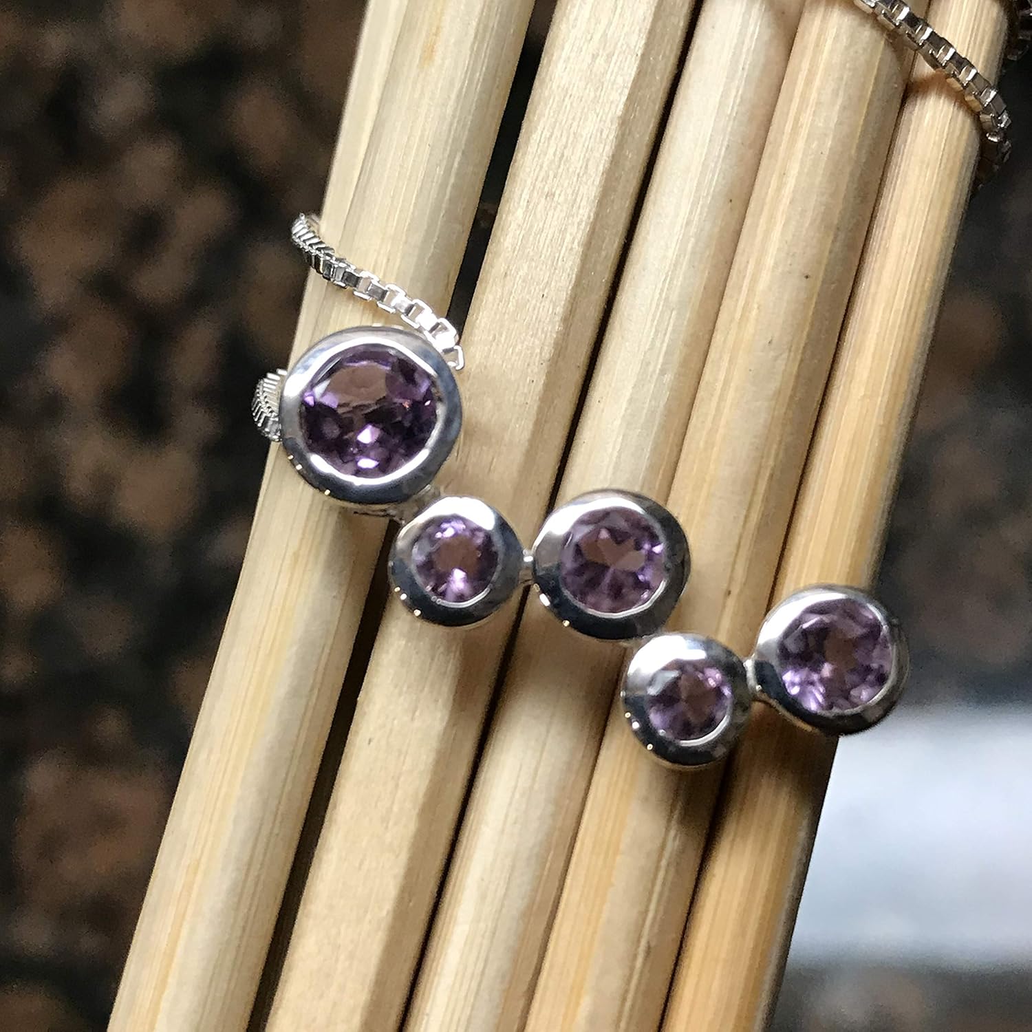 Natural 2.5ct Purple Amethyst 925 Solid Sterling Silver Pendant Necklace 16" - Image 6