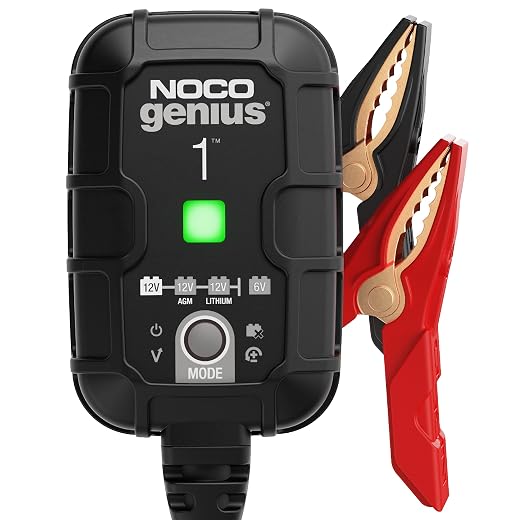 NOCO GENIUS1: Intelligent Battery Charger 1A 6V/12V – Automatic Maintainer and Desulfator – Overload Protection and Thermal Compensation – for Lead and Lithium Batteries