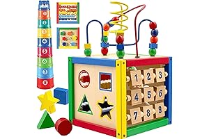 Wooden Activity Cube for Baby - 6 in 1 Baby Activity Play...