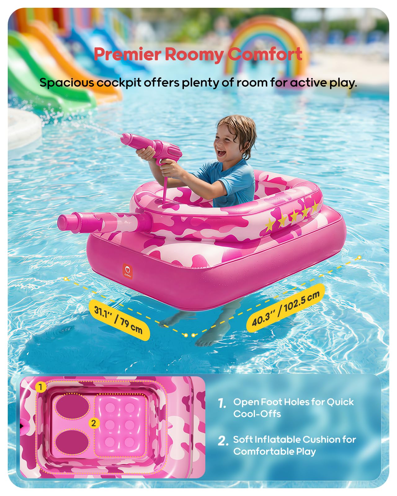 QPAU Galleggiante per piscina piccolo (rosa)