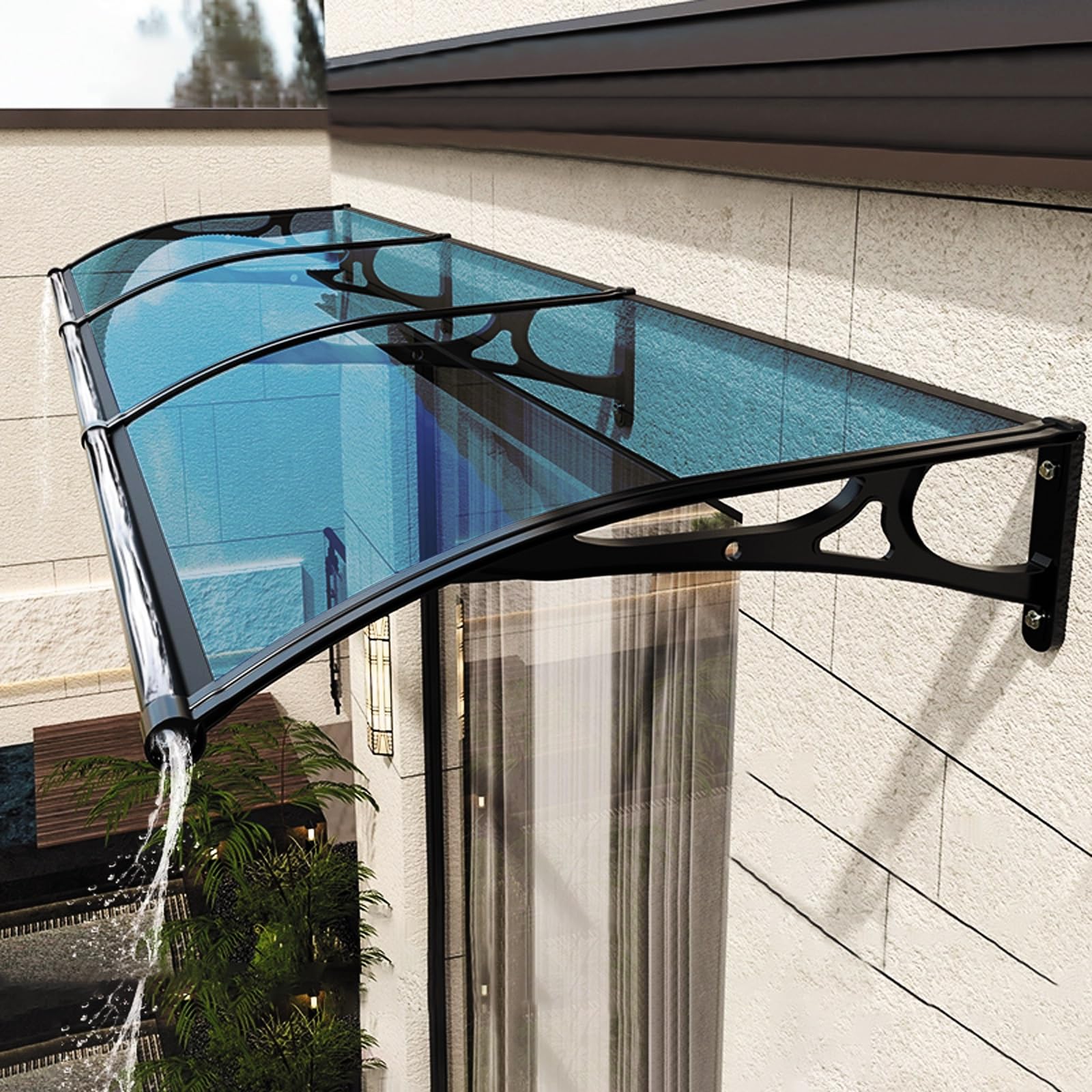 GJMSSMY Blue Door Canopy Awning - Outdoor Aluminum Roof Shelter, Rain & Snow Protection, Sunshade, 60x90cm, Entryway Overhang for Exterior Doors