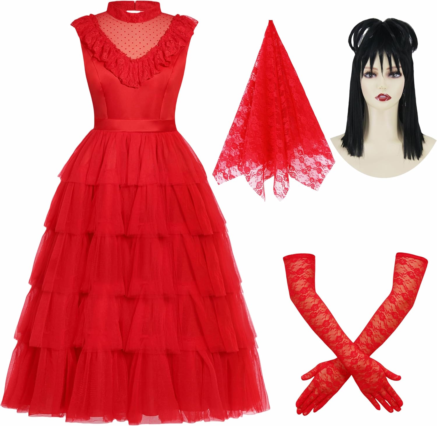 Women Bride Cosutme Red Gothic Wedding Dress Scary Halloween Costumes Adult Horror Movie Character Cosplay Outfit Medium