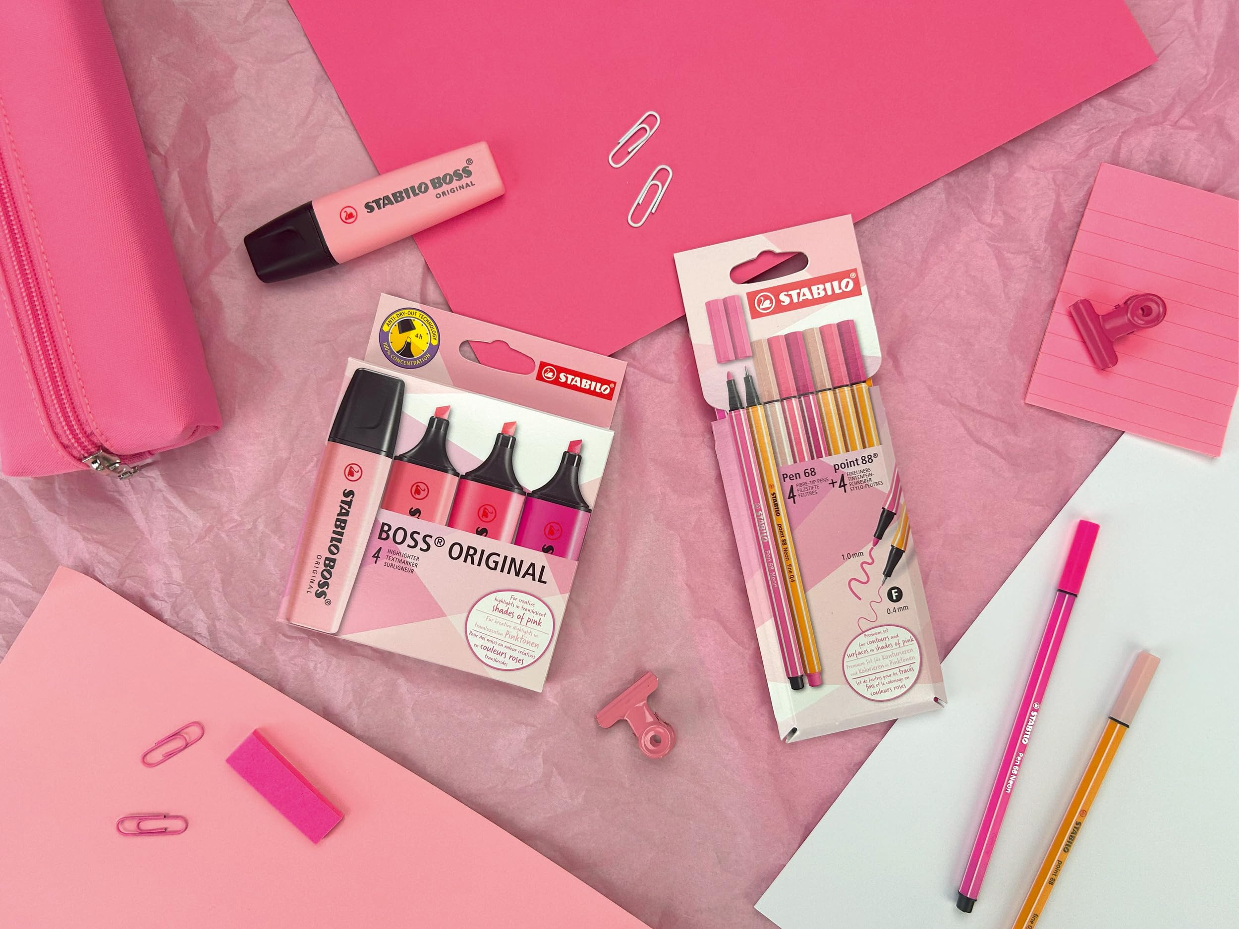 STABILO Premium Felt Tip Pens & Fineliner Pen 68 Point 88 - Shades of Pink - Pack of 8 - Image 4