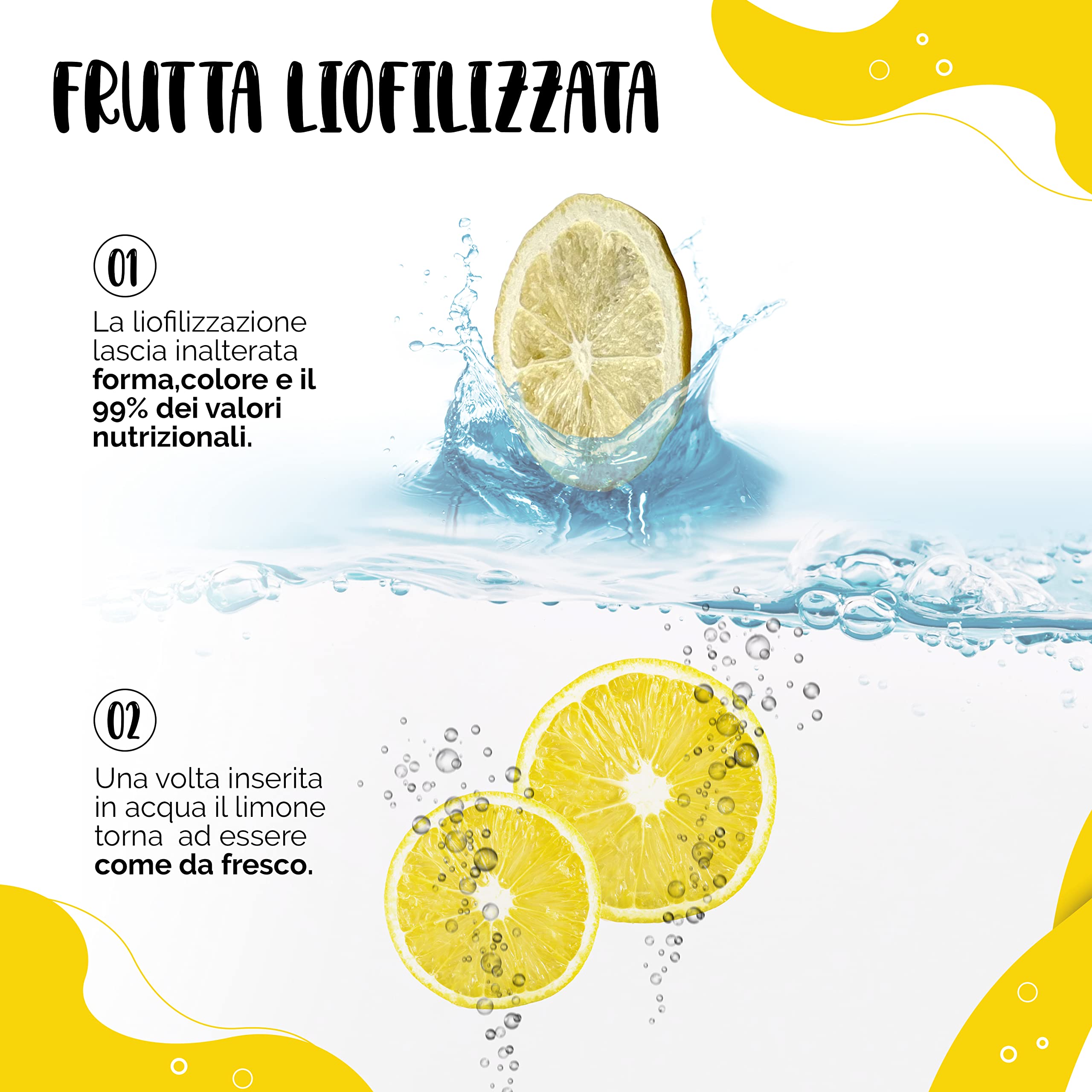 Limones frescos liofilizados 100% italianos - limones para coctelería profesional - paquete grande de 3 litros - frutos secos - sin azúcar añadido - 130 rodajas aproximadamente