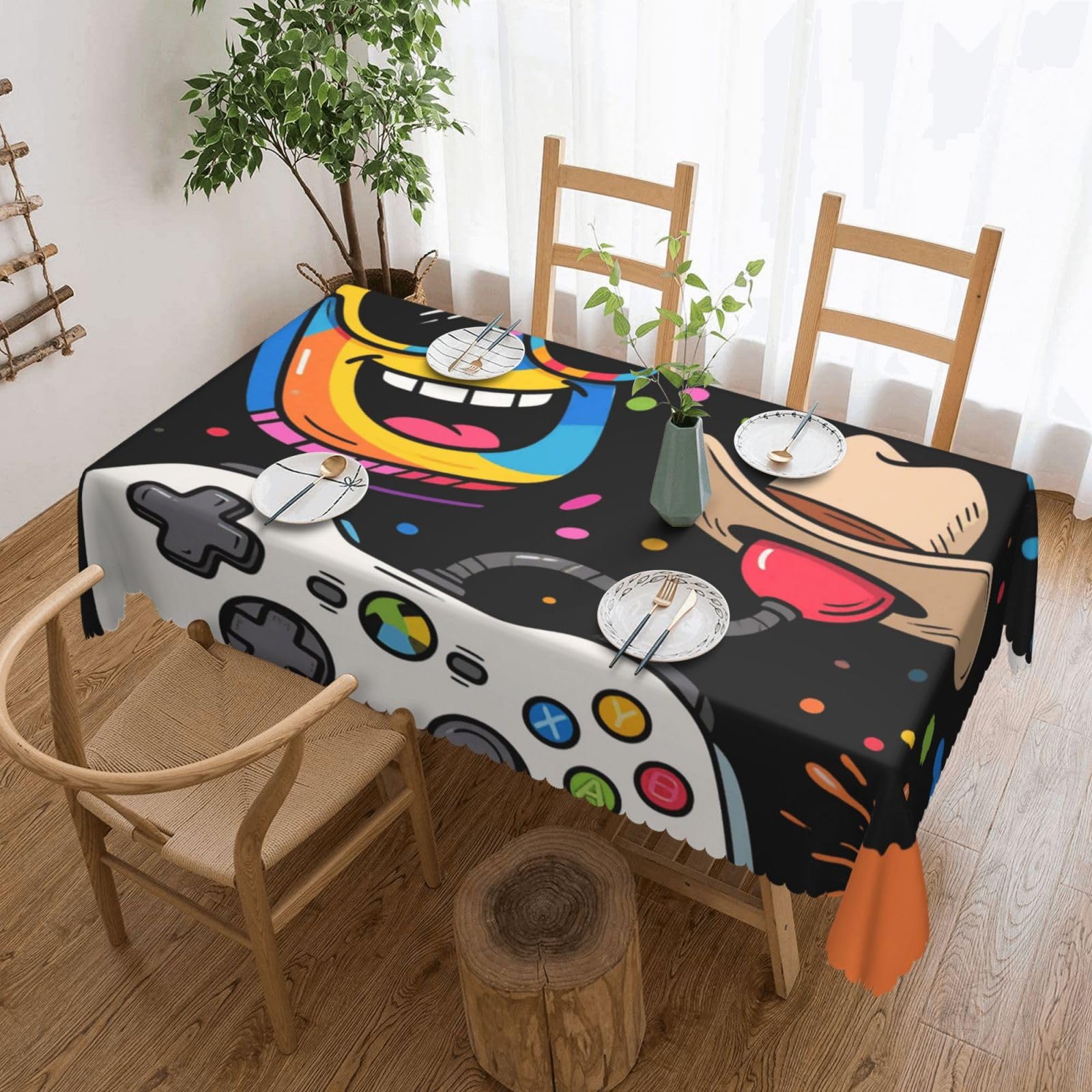 Nappe de table facile d'entretien anti-tache rectangulaire 137x183 cm pour repas sans stress