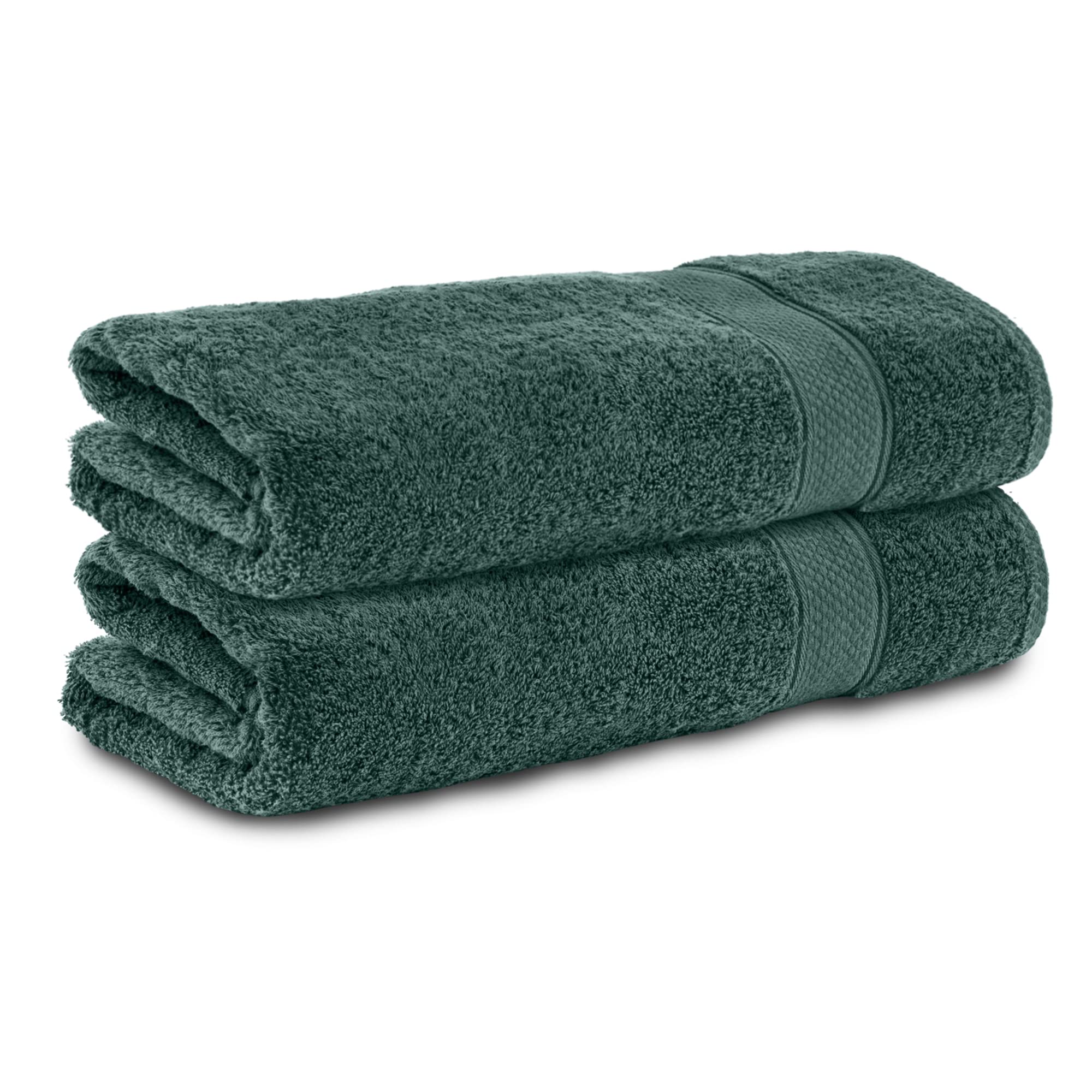 Komfortec Set of 2 Hand Towels 100% Cotton 470 g/m², Soft Terry Towelling, Large, Dark Green