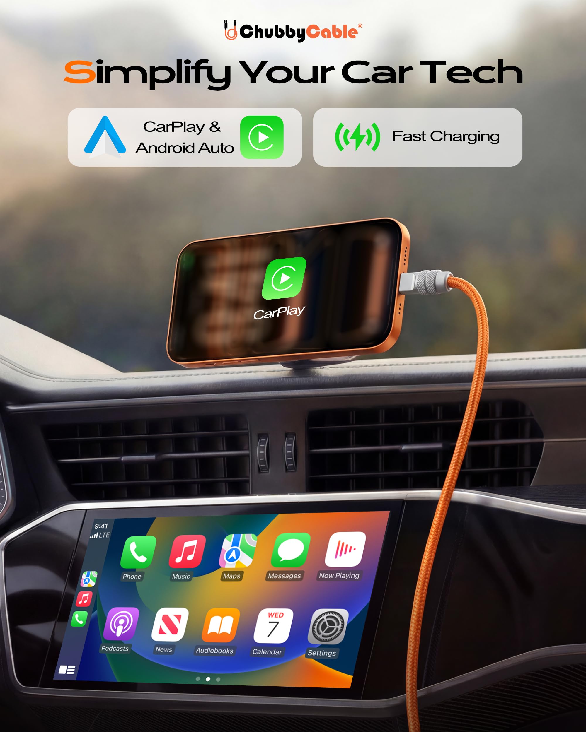 chubbycable Lite - Cavo da USB C a USB C, 240 W, super veloce, tipo C, 3 m, in nylon intrecciato, cavo di ricarica e trasferimento dati durevole per iPhone serie 17-15/MacBook Pro/Air/iPad, nero