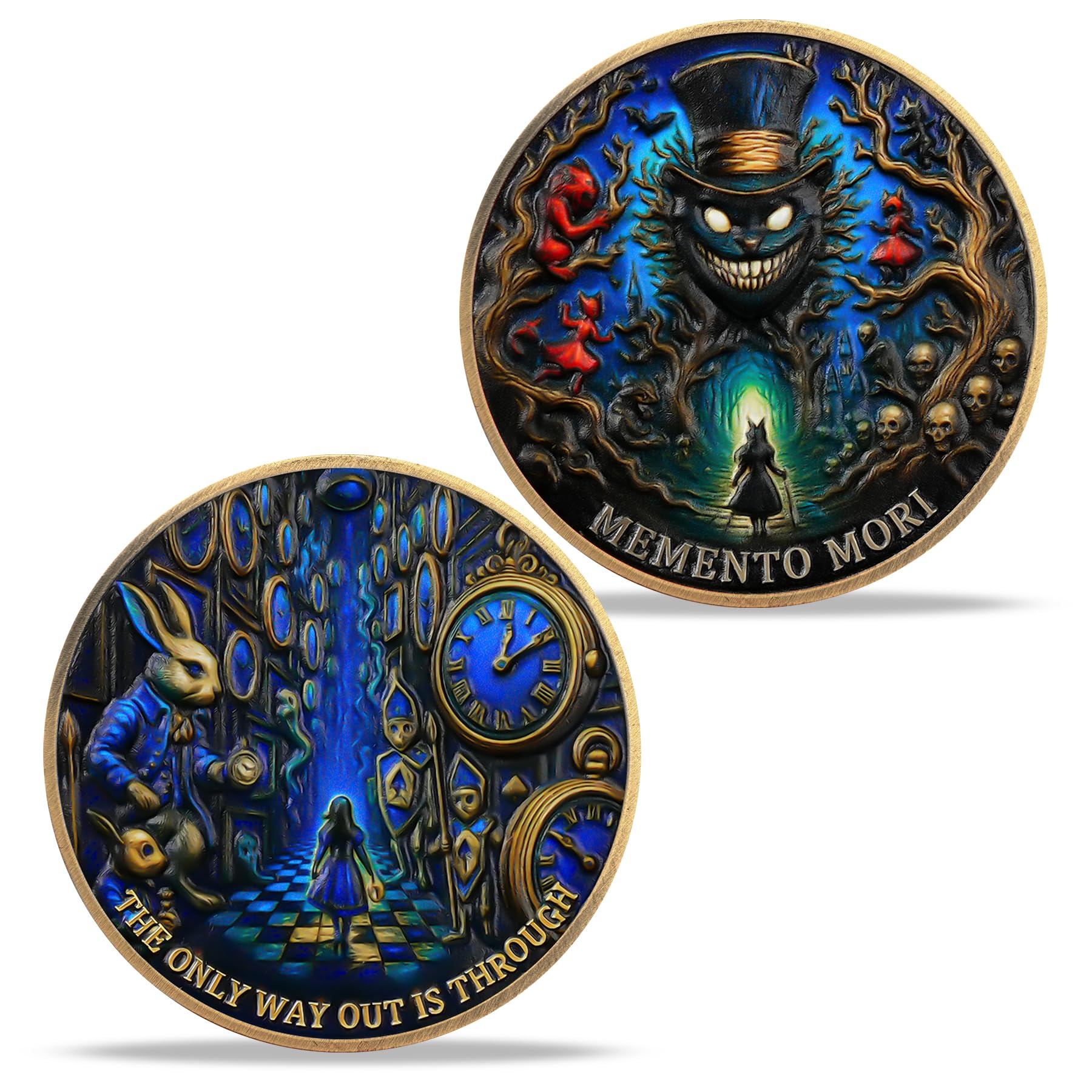 Imasoner Memento Mori Coin – Gothic Skull and Clock Token with Quote, Inspirational Pocket Coin for Reflection and Mindfulness