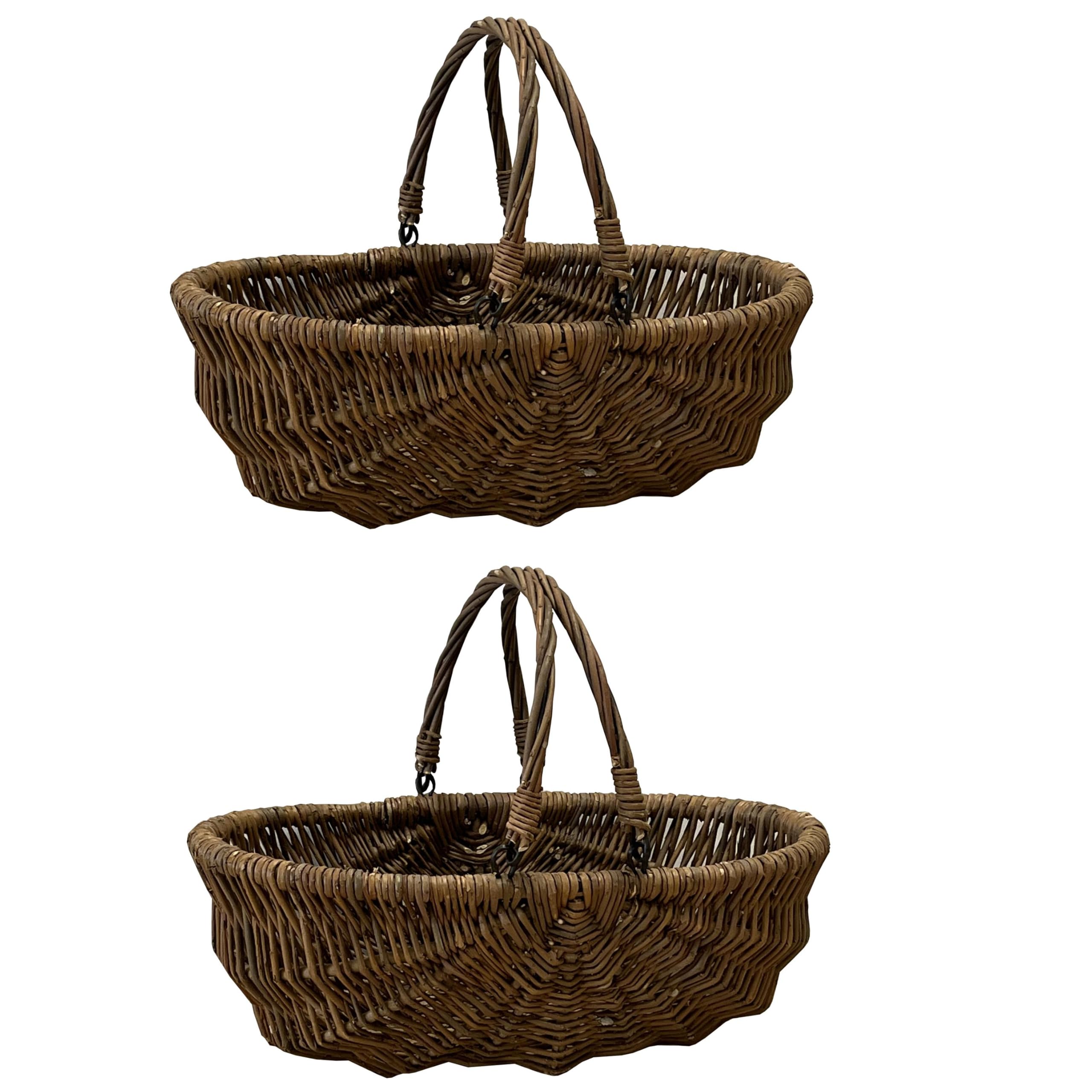 Selections Natural Willow Garden Trug Storage Harvesting Basket With Folding Handles - Pack Of 2