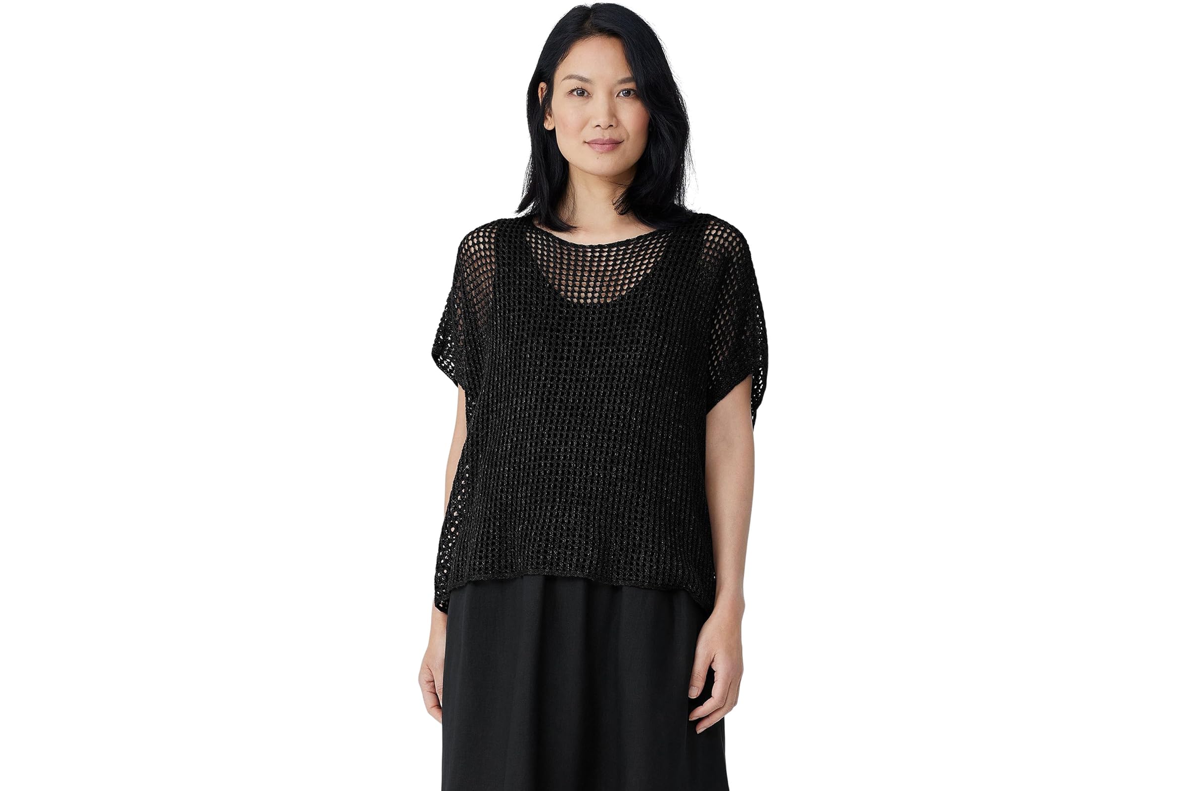Eileen Fisher Bateau Neck Cap Sleeve Sweater