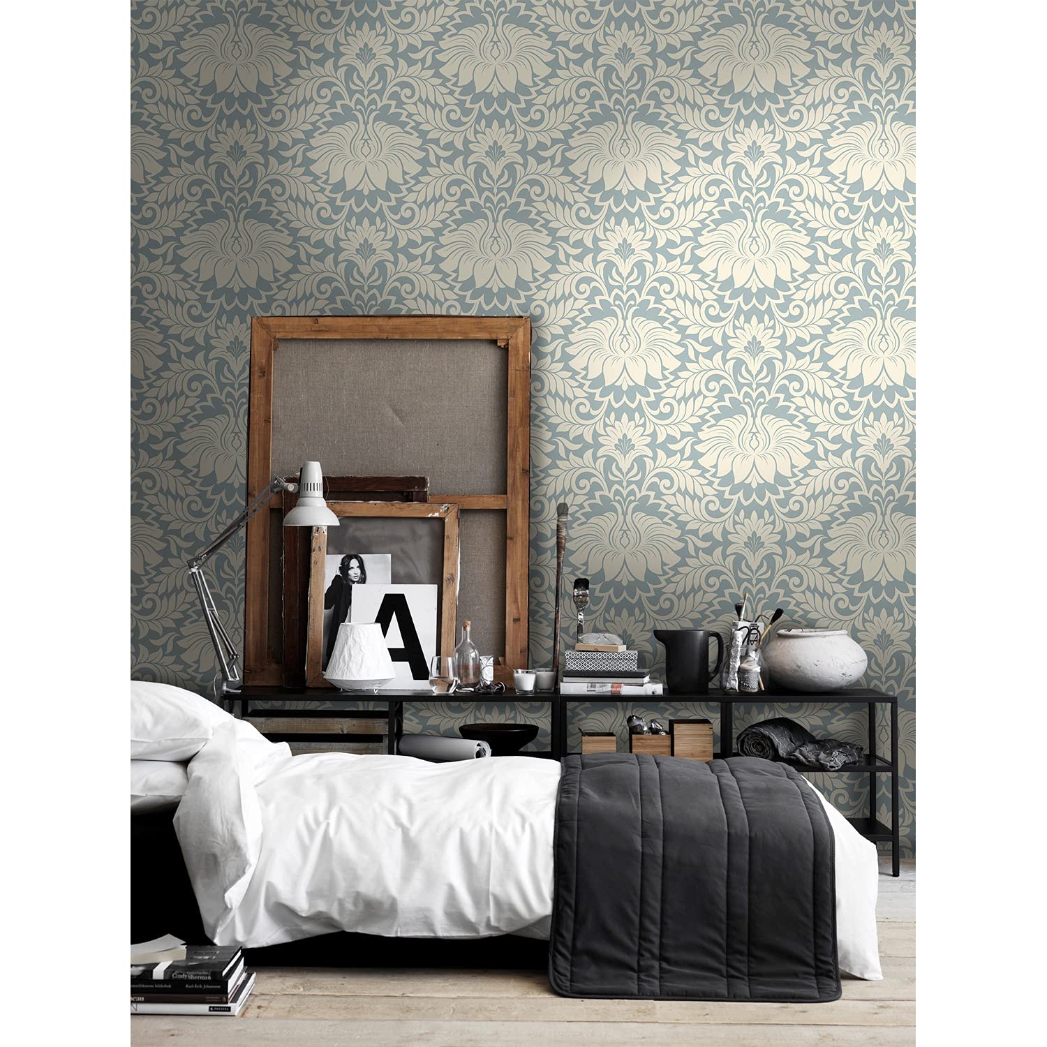 Papier peint salon et cuisine grand rideau végétal 312x219