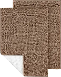 IM HOME 2 Pieces Chenille Absorbent Outdoor Doormat 36" x 24", Washable Muddy Door Mats for Dog Non Slip Indoor Doormats Dog Mat for Muddy Paw Front Inside Doormat for Entryway Dark Camel