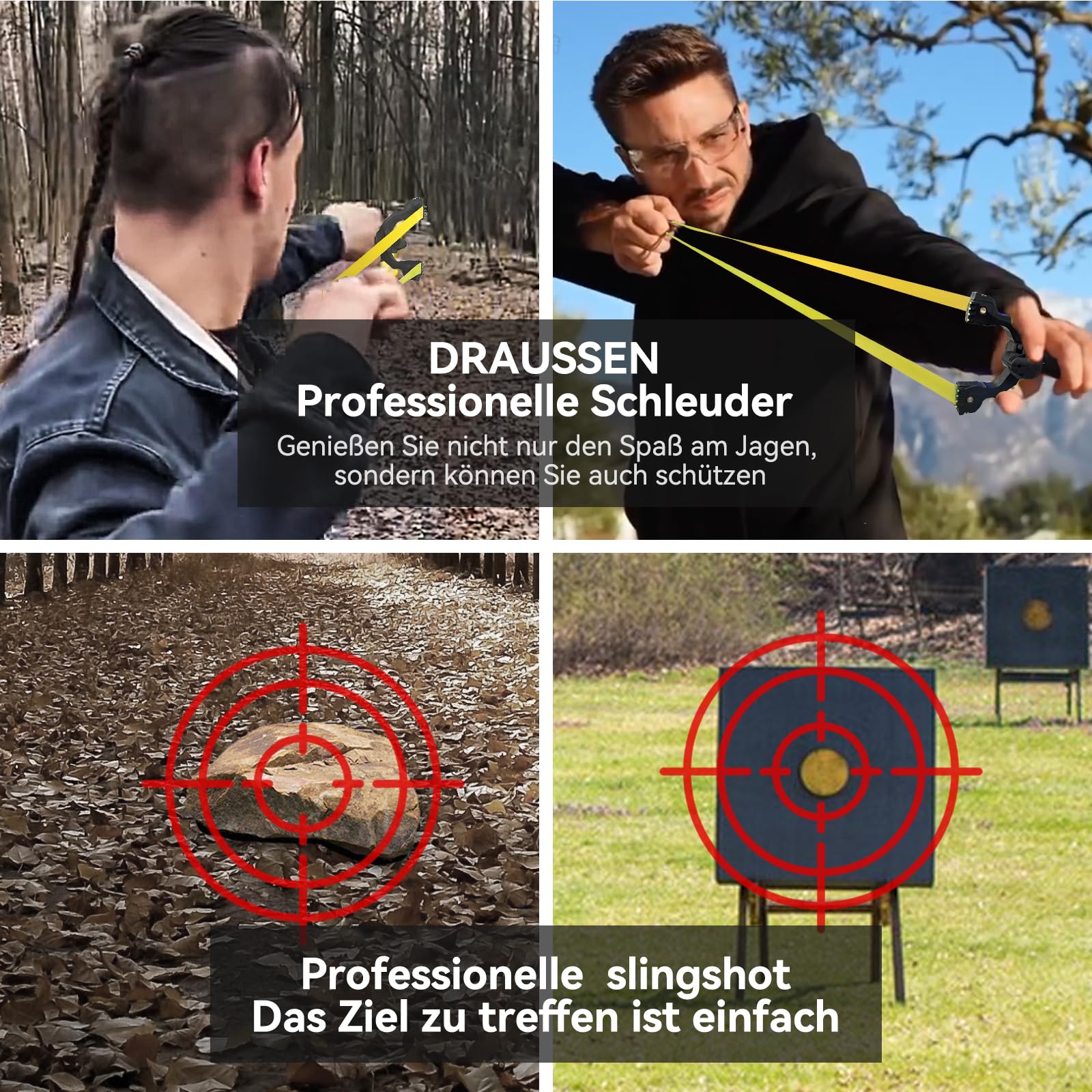 Set di fionde sportive per allenamento all'aria aperta, impugnatura ergonomica antiscivolo con rivista a sfera, con 400 sfere di allenamento e 6 fasce di ricambio, centrifuga di precisione per il