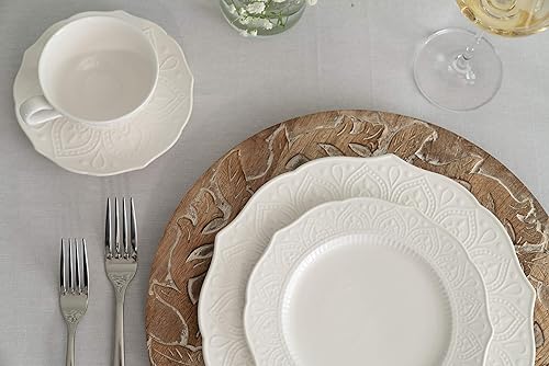 Miniatura 2 de 10 Strawberry Street Dahlia - Plato llano blanco de 10.5 pulgadas, juego de 6