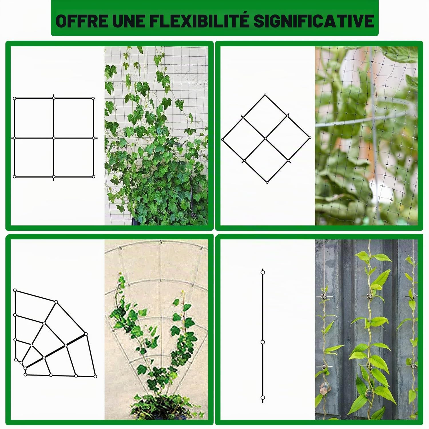 NEWFUN Support pour Plantes Grimpantes，Cable Plante Grimpante Exterieur，Kit Complet en Acier Inoxydable avec Supports Muraux Et Corde De 3 MM, Corde De 24 M，pour Jardin/Mur Béton/Clôture Câble