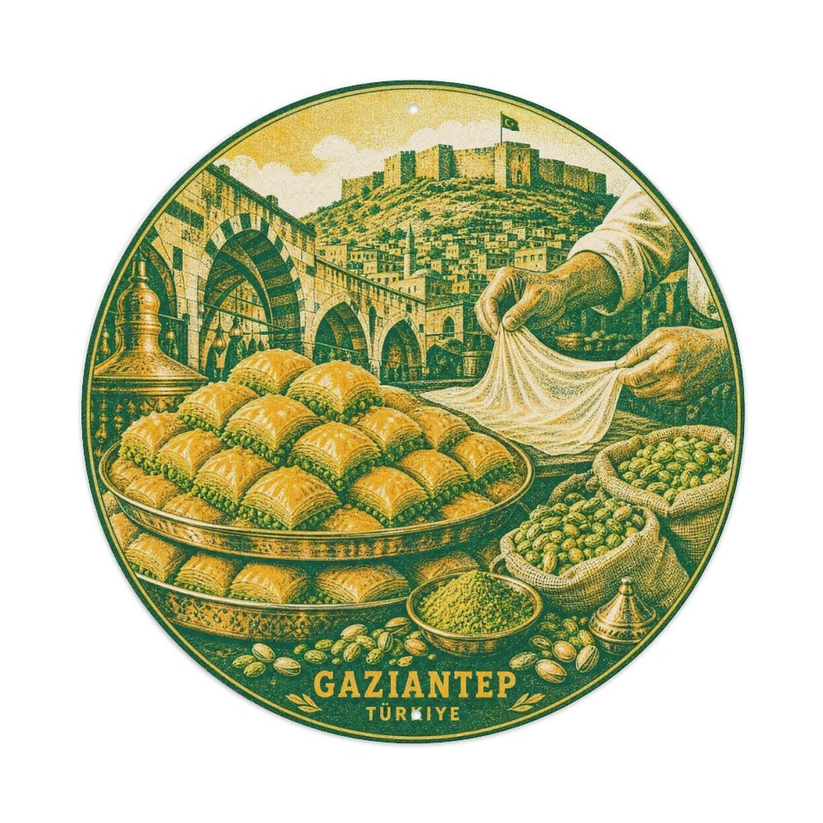 Gaziantep Baklava Turkish Dessert Cuisine Screenprint Metal Tin Sign