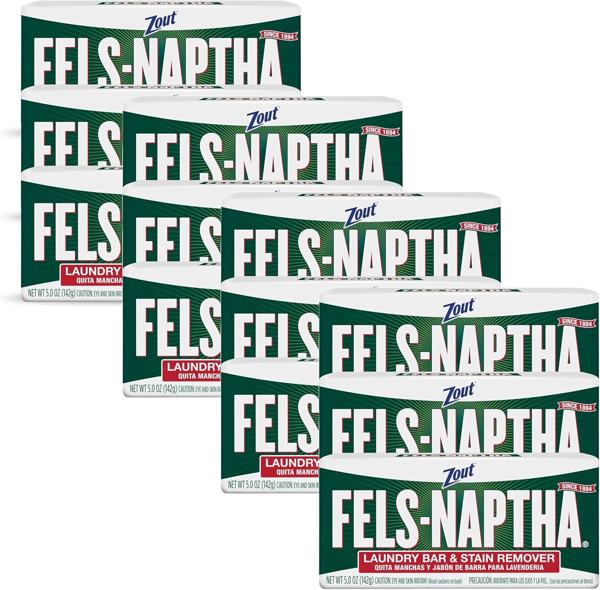 Fels Naptha Jabón para lavandería y barra quitamanchas, paquete de 12