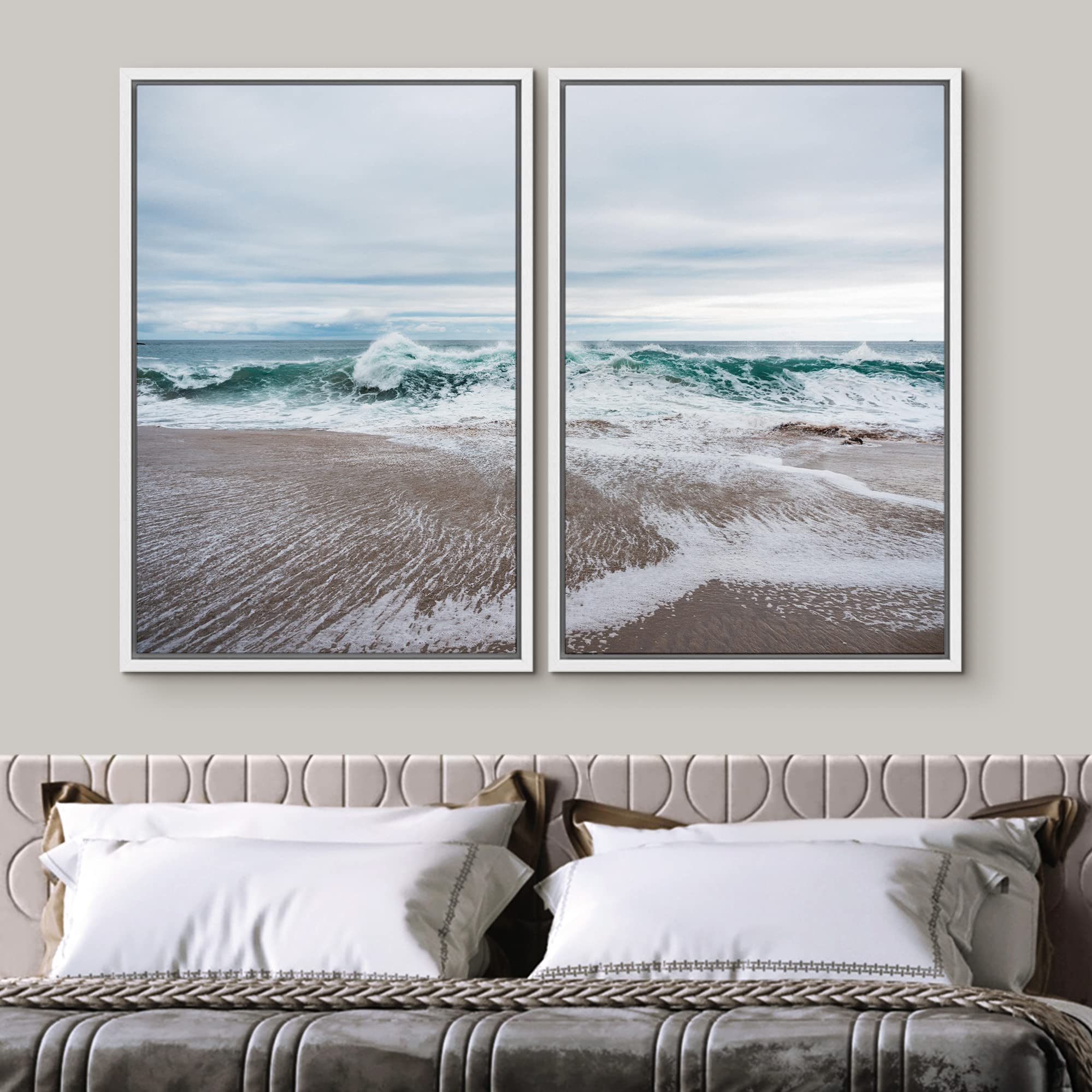 Amazon.com: SIGNWIN 2 Piece Framed Canvas Wall Art Coastal Beach