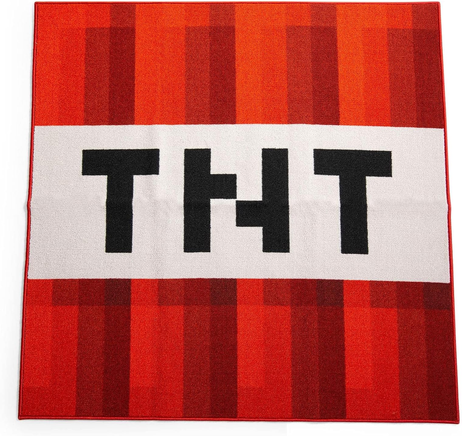 Ukonic Minecraft Red TNT Block Square Area Rug | Official Video Game Collectible | Indoor Floor Mat, Rugs for Living Room and Bedroom | Home Decor for Kids Room, Playroom | 52 x 52 Inches