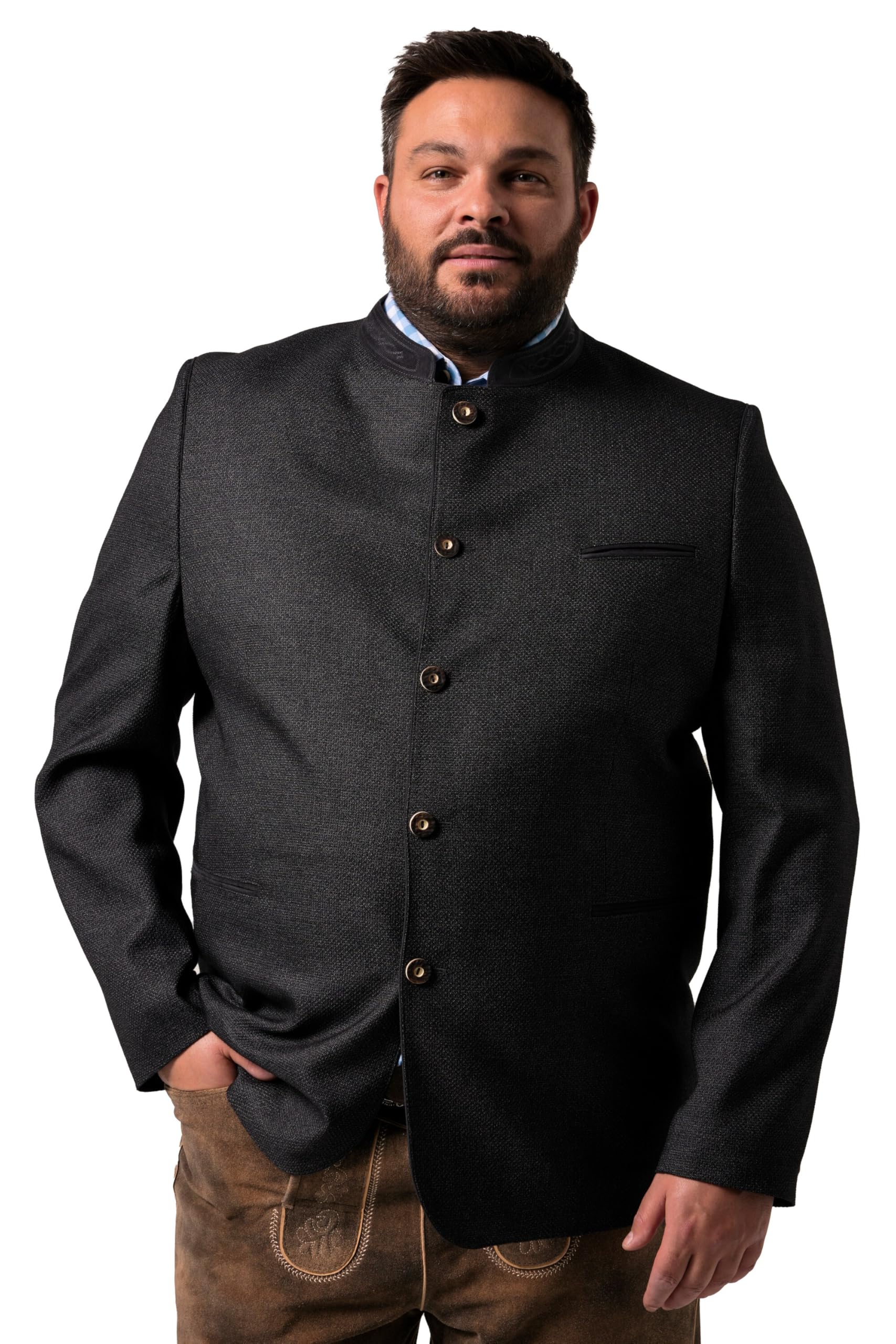 Men Plus Herren große Größen Übergrößen Menswear L-8XL Janker, Trachten, Leinenoptik, Stehkragen 831435