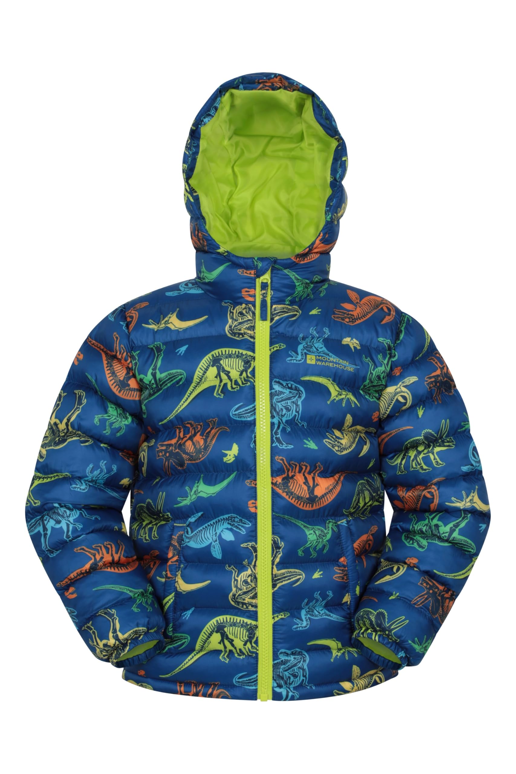 Mountain Warehouse Boys Dark Teal (Printed) Printed Seasons Kids Padded Jacket - Water Resistant Puffer Coat, Lightweigh, Elasticised Cuffs, & Girls - For Spring Summer Kids Size 7-8 Years