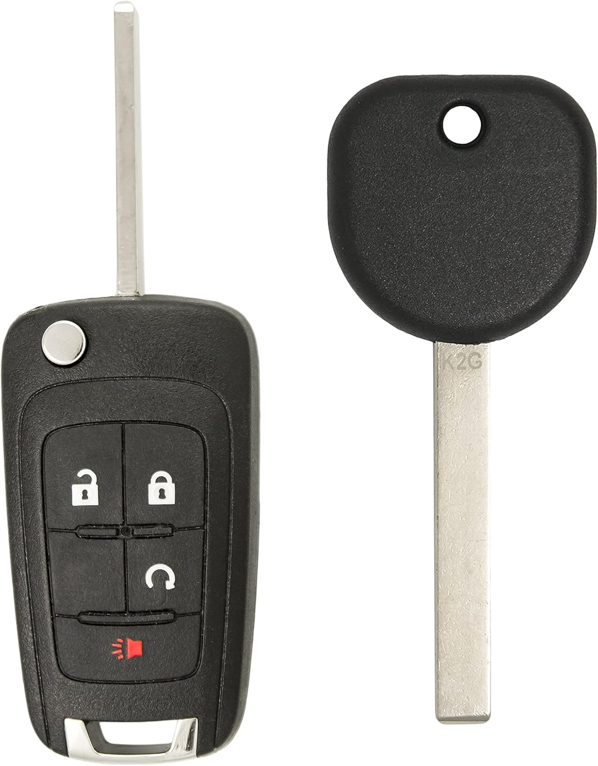 Keyless2Go Replacement for Keyless Remote 4 Button Flip Car Key Fob for OHT01060512 with Uncut Transponder Ignition Car Key High Security Laser Sidemill B119 HU100