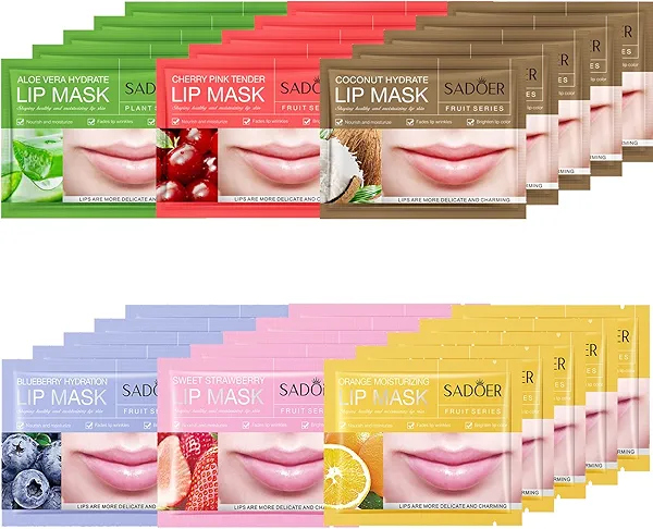 30 PCS Moisturizing Lip Mask 6 Flavours Crystal Lip Care Gel Pads Mask Bulk for Moisturizing & Reducing Wrinkle Patches Exquisite Remove Dead Skin Moisture Essence Sleepover Makeup Party Supplies