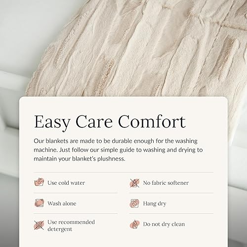 Miniatura 7 de Minky Couture Sorbet - Manta ultrasuave para una comodidad suave y sedosa, manta decorativa de alta calidad, tela transpirable, tela transpirable