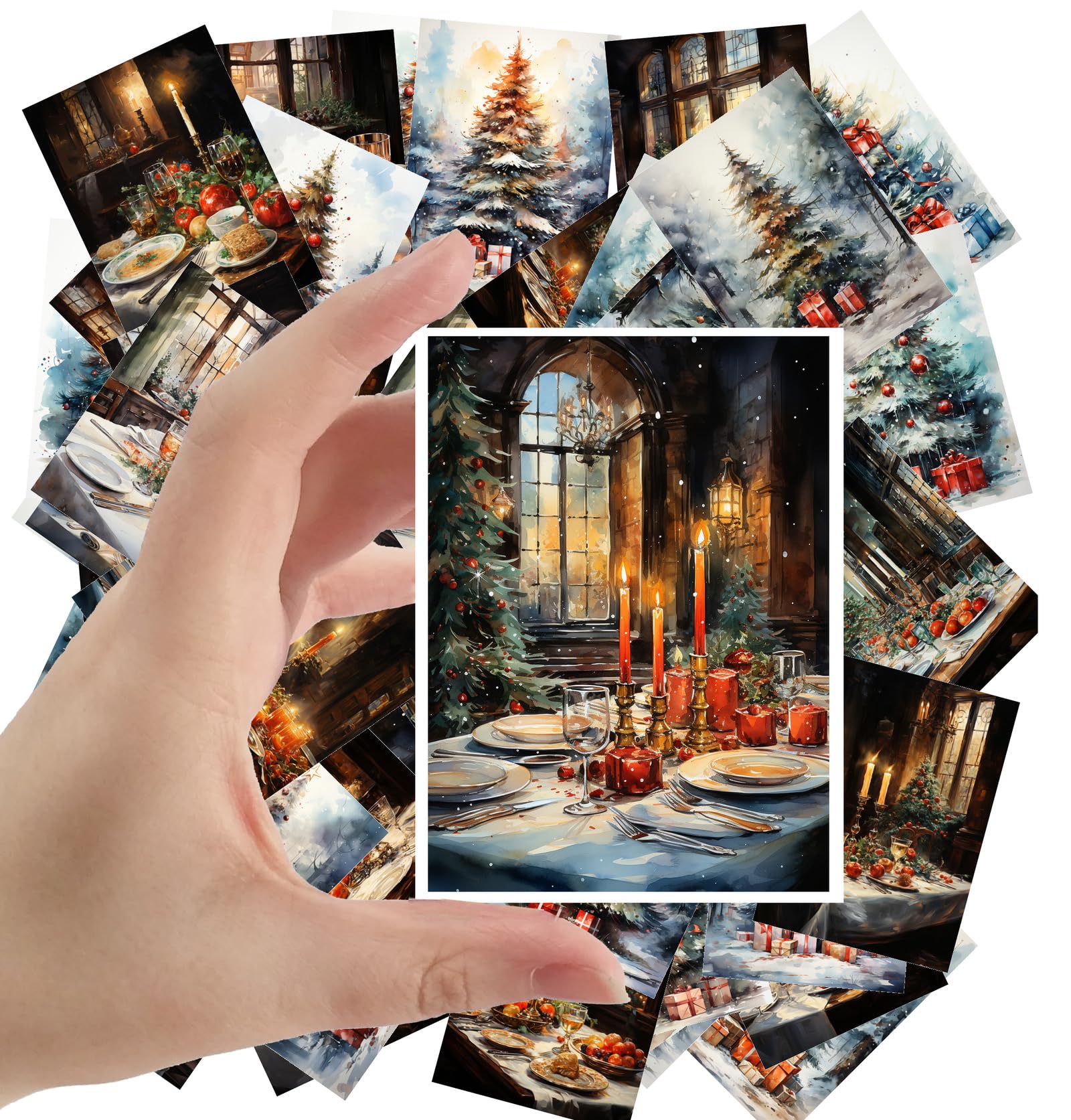 Autocollants sapins de Noël et cartes rétro pour personnaliser vos enveloppes de fêtes