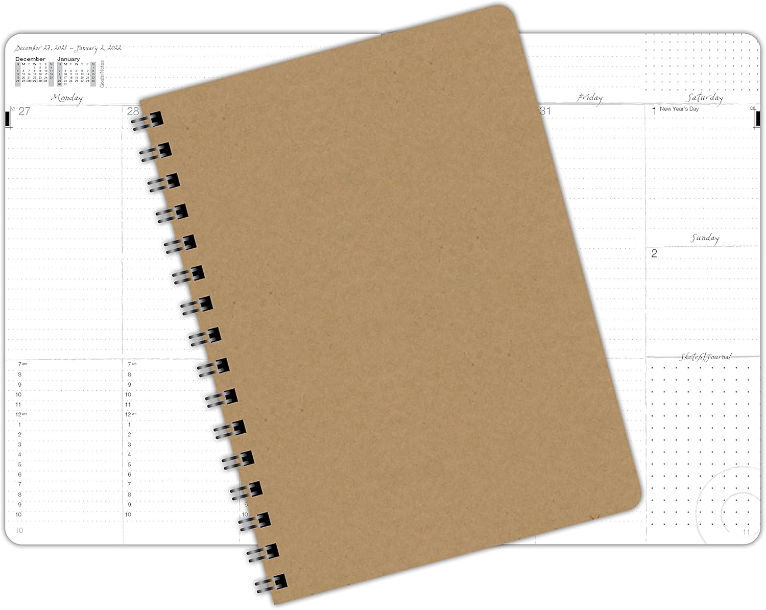 Dated 2022 Natural Day Planner (6.625" x 9") January - December, Warm-White Eco Friendly Paper, Dotted Line Layout : Office Products