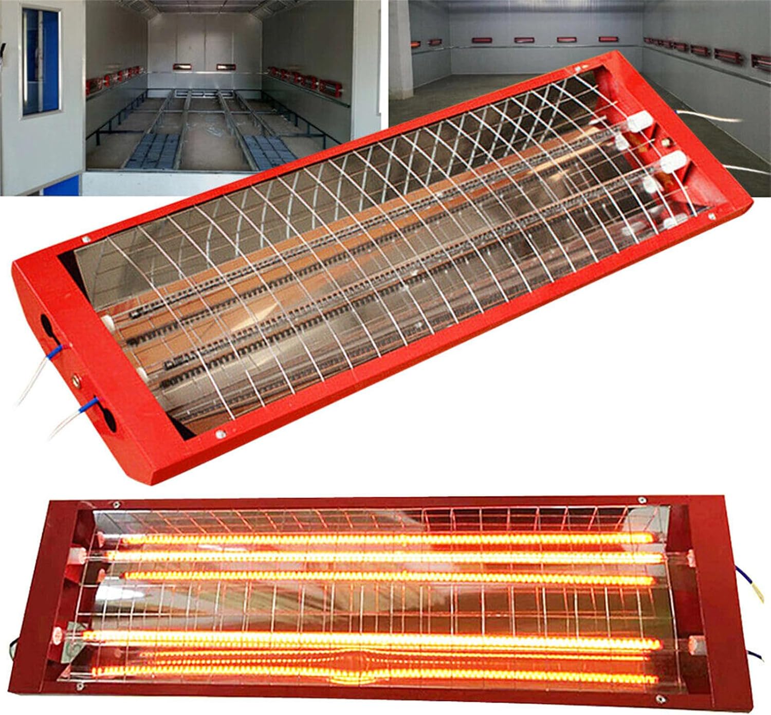 2PCS Double Tube Baking Infrared Paint Curing Lamp, 2000W Automotive Infrared Curing Lights for Automobile Paint Booths, Furniture Paint Booths