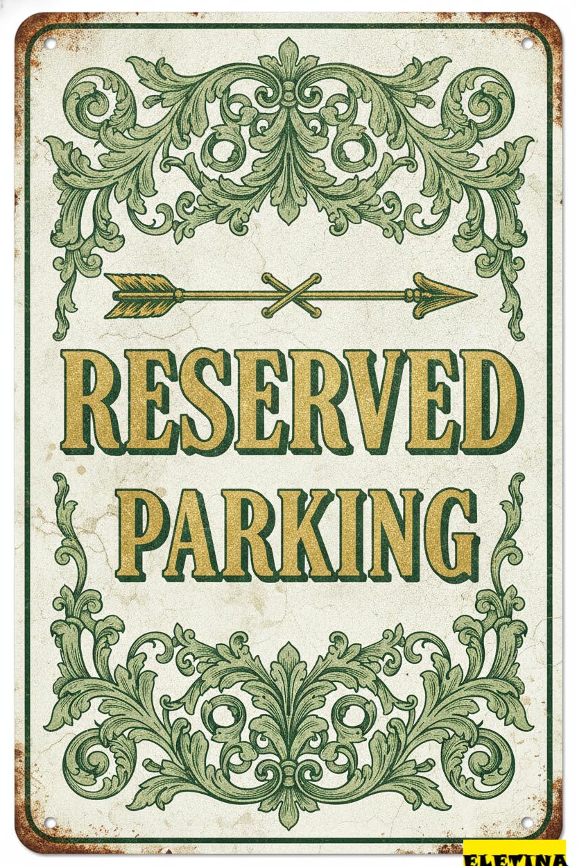 Reserved Parking Tin Sign, 8x12 Inch Business Wall Art