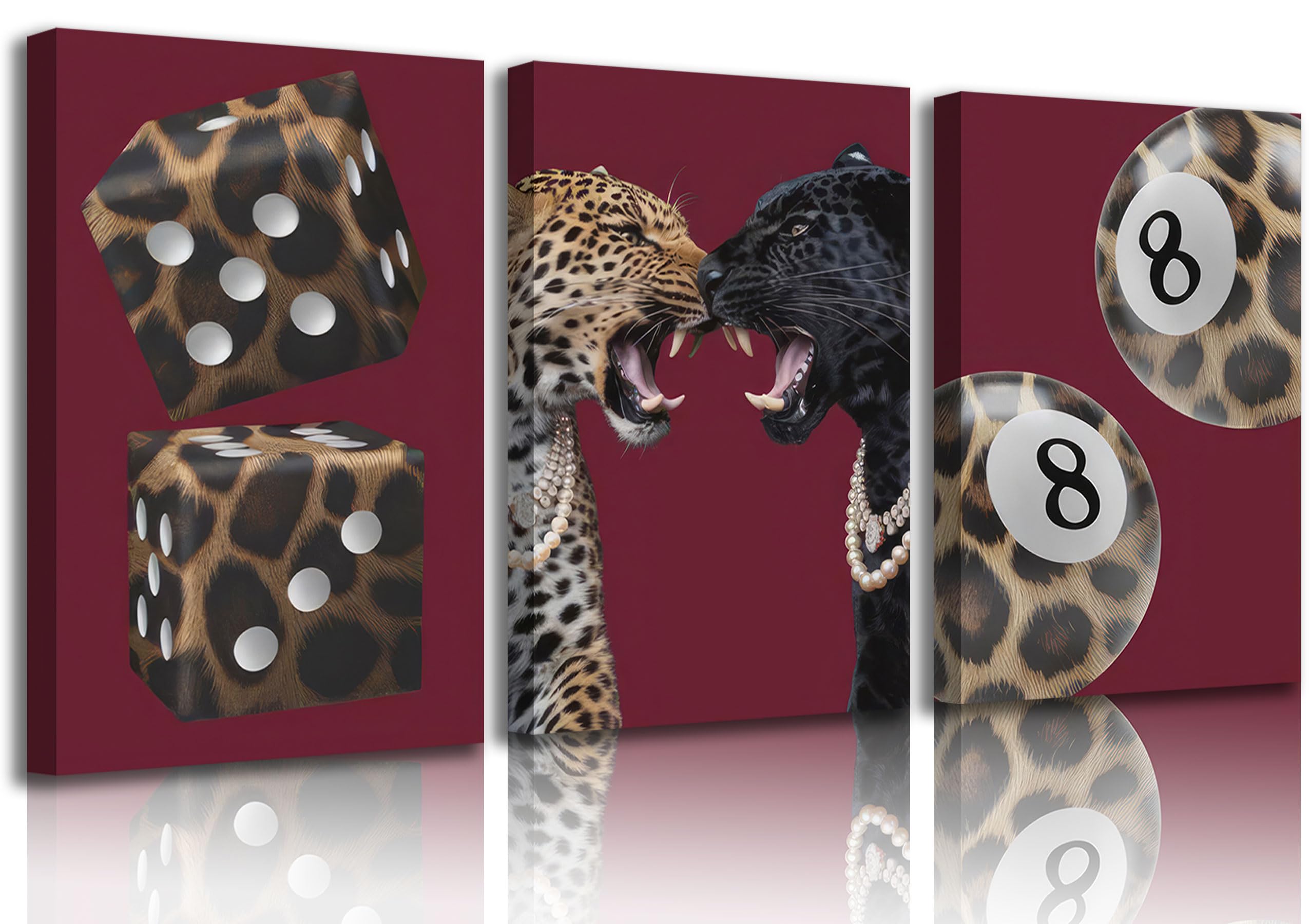 DHEEM Red Leopard Eclectic Canvas Set