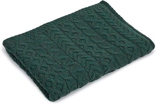 Miniatura 2 de SAOL Manta de punto trenzado pesado 100% de lana merina, 42 x 62 pulgadas, color verde día de San Patricio
