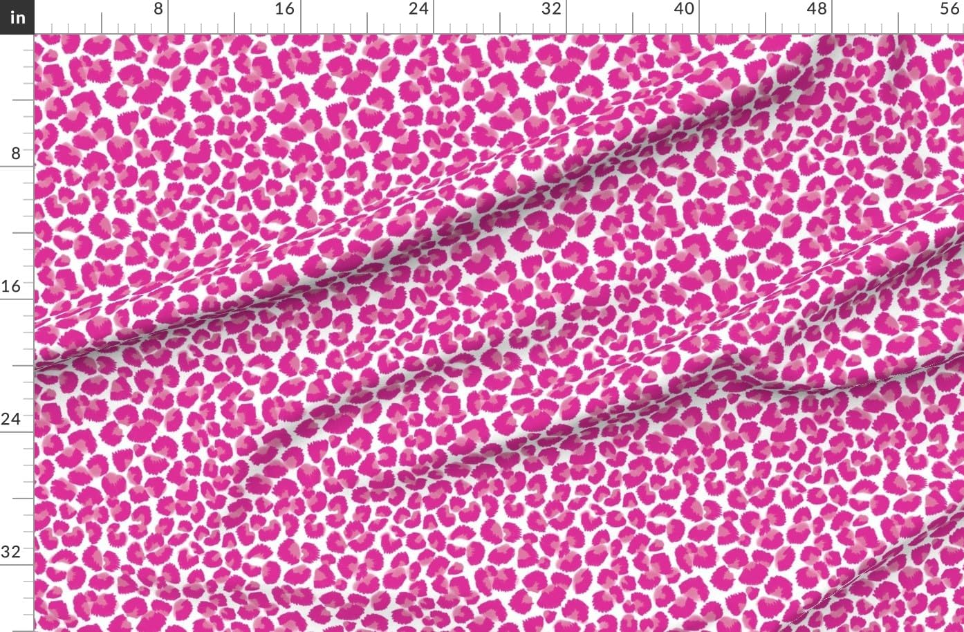 Spoonflower Fabric - Pink Cheetah Leopard Print Animal Exotic Hot Wild Cat Safari Printed on Organic Cotton Sateen Fabric by The Yard - Sewing Quilting Apparel Home Decor
