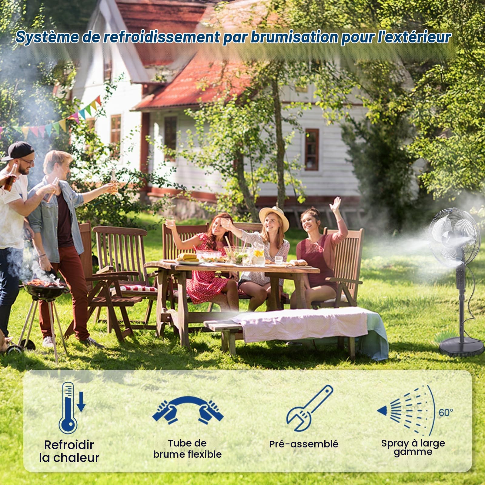 AGPTEK 10m Kit d’Irrigation système de brumisation avec 10 Buses de Brume avec Joint en T, 74pcs système de Refroidissement extérieur par Brume, brumisateur pour terrasse, Jardin