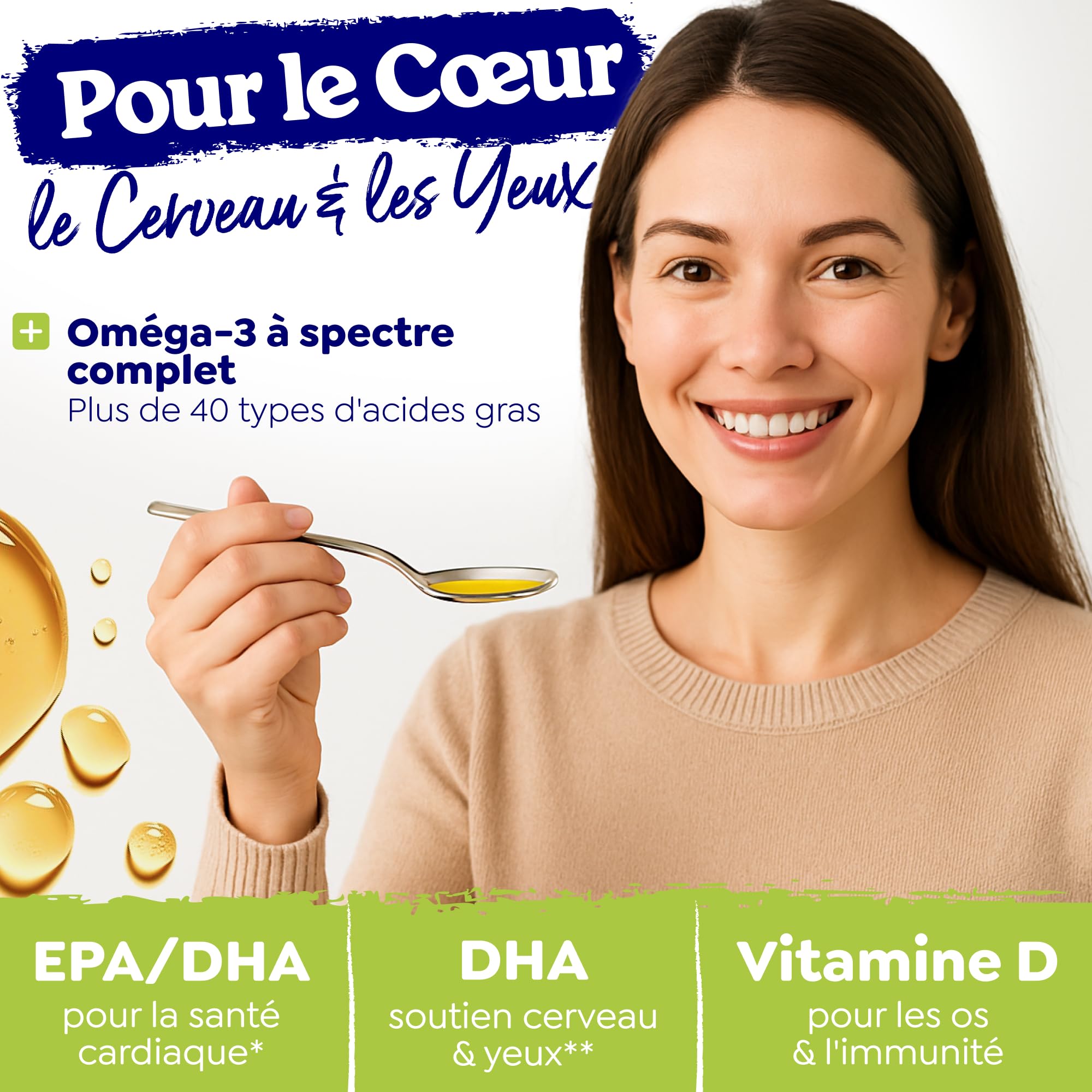 Arctic Blue Oméga-3 Huile de Poisson Liquide 250 ml — 450 mg de DHA + 380 mg d’EPA + 10 µg de Vitamine D3 par 5 ml — Huile de Morue Arctique MSC, Saveur Orange Douce, Pureté Maximale